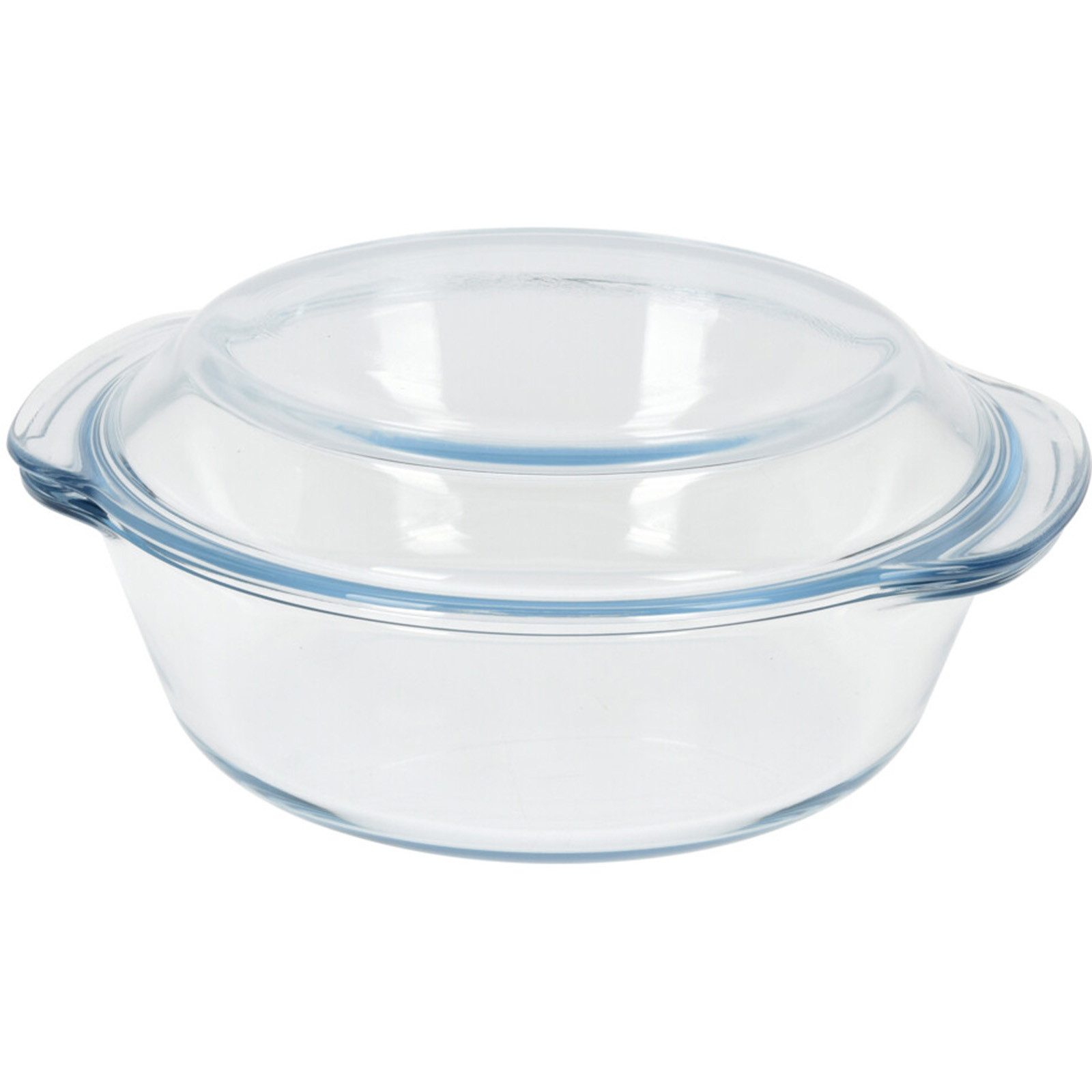 Koopman Auflaufform Bratform Rund Glas 26x23x11cm 2 Tlg. Set, Glas, (1-St), 2-teilig, Transparent, -30° bis 240°, Borosilikatglas