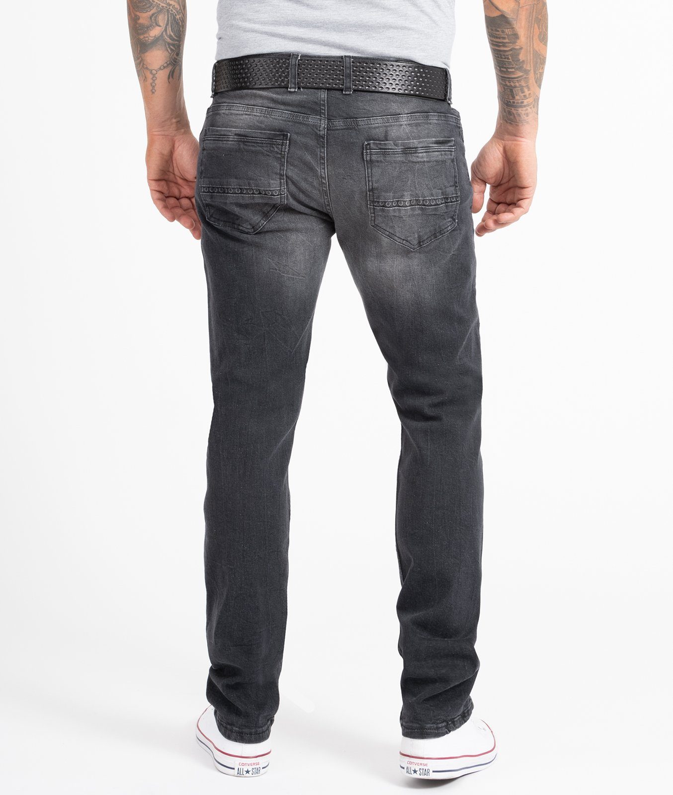 Regular Straight-Jeans Dunkelgrau Creek Rock Herren RC-2158 Jeans Fit