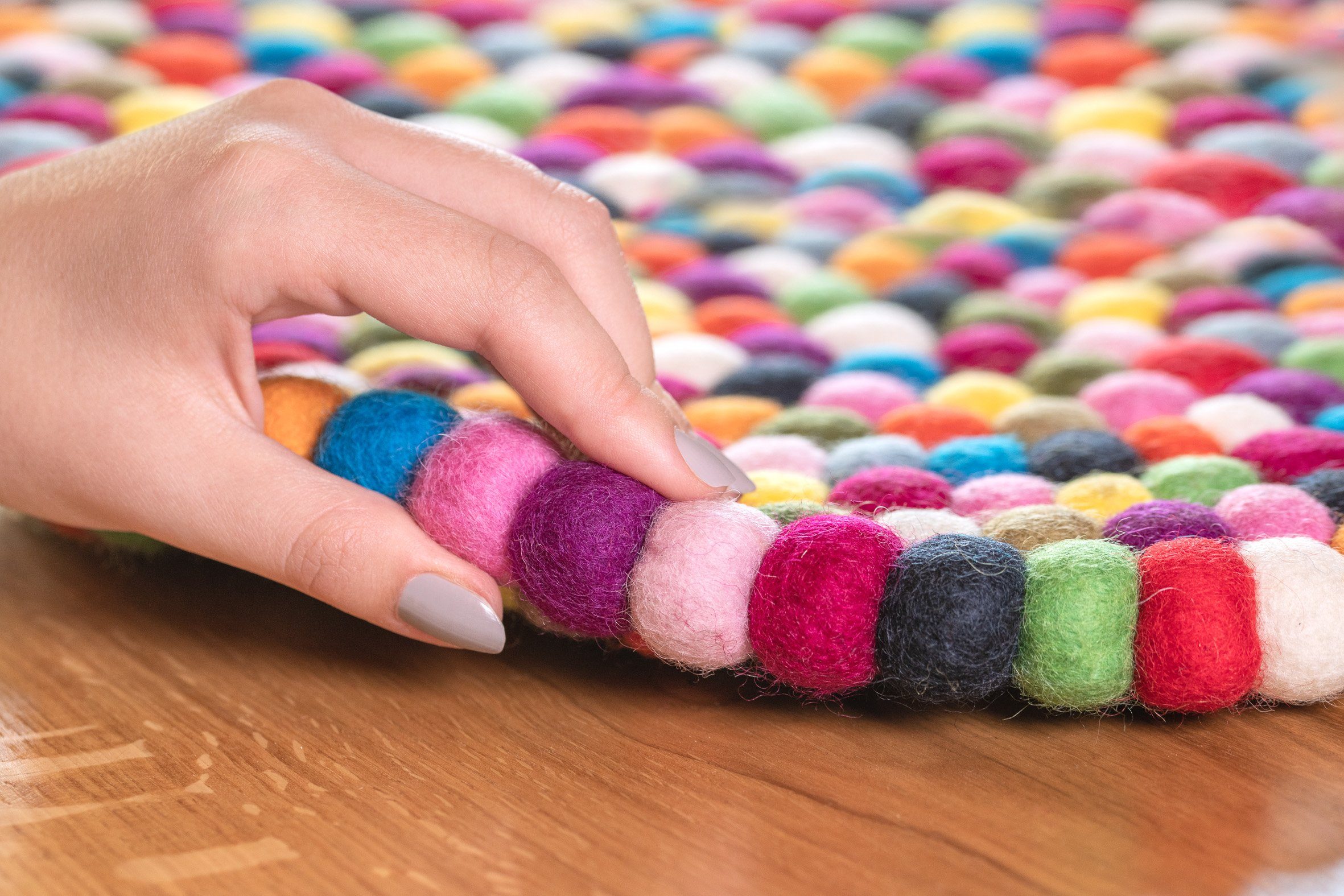 naturling Kinderteppich Filzkugel Teppich ø 60cm, Rund, Höhe: 20 mm, hohe Filz Kugeln