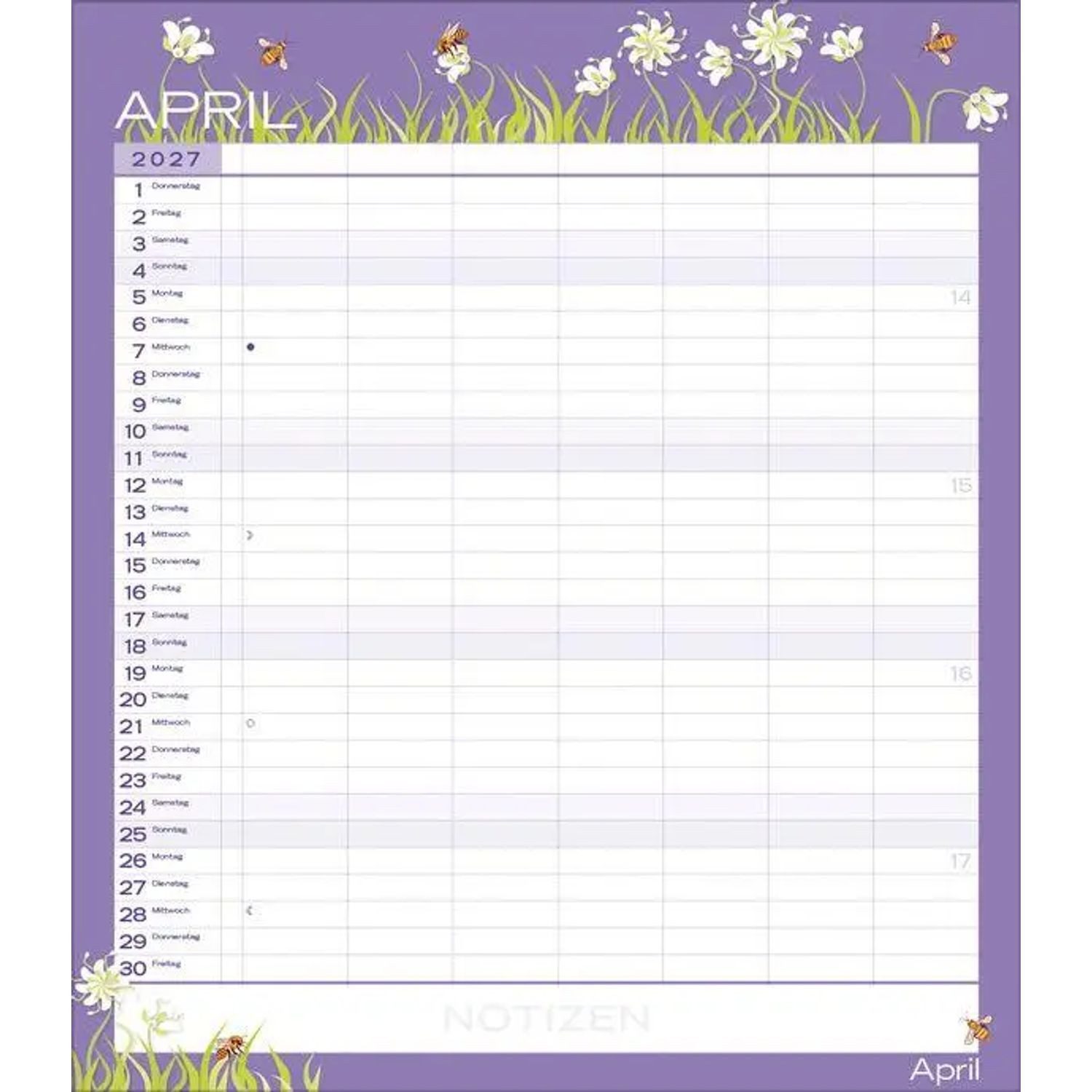 Korsch Verlag Wandkalender Multiplaner - Colour your time 2027 – Bild 5 von 5