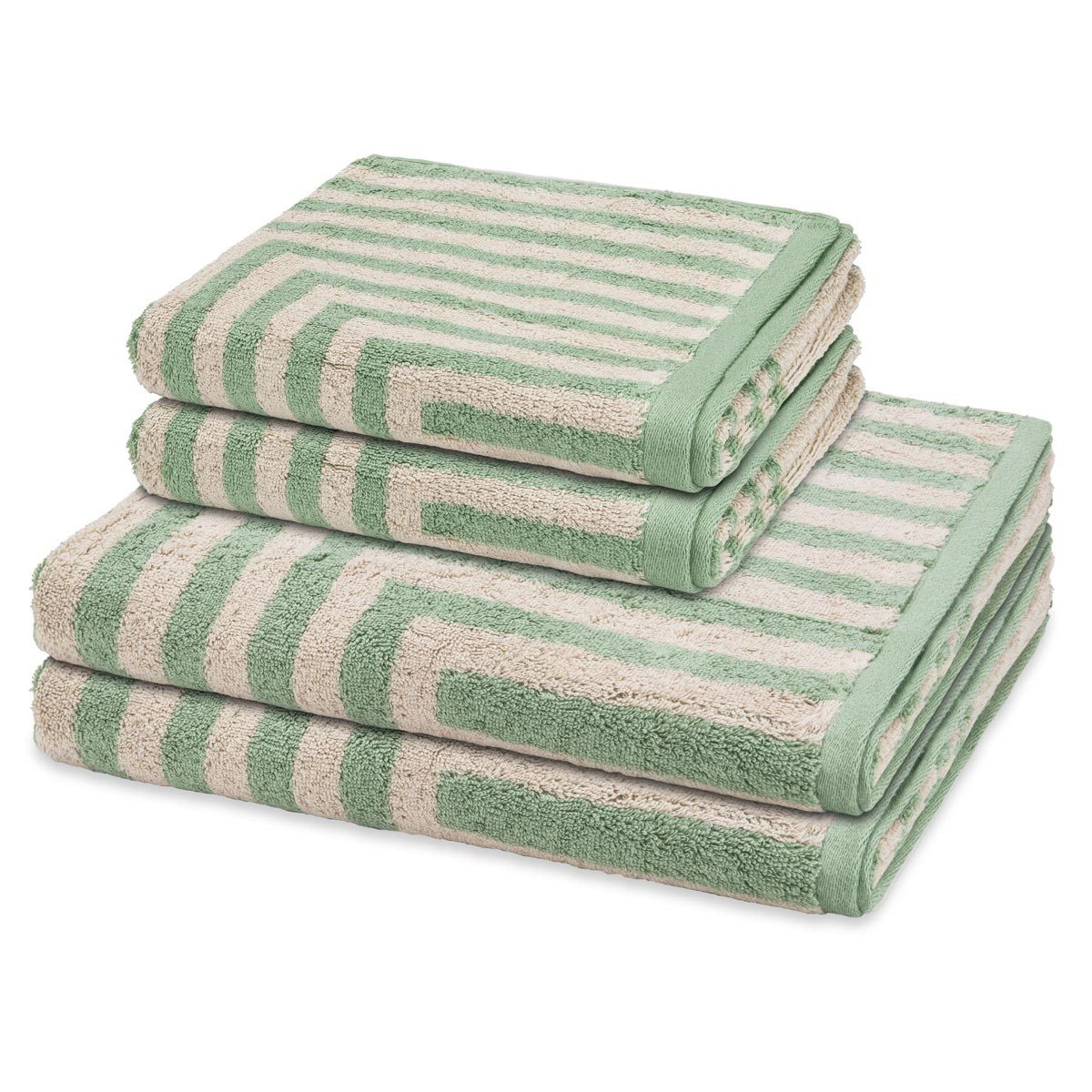 ROSS Handtuch Set Grafik, Frottee (Spar-Set, 4-St), 2 X Handtuch 2 X Duschtuch im Set - Baumwolle - Saugstark