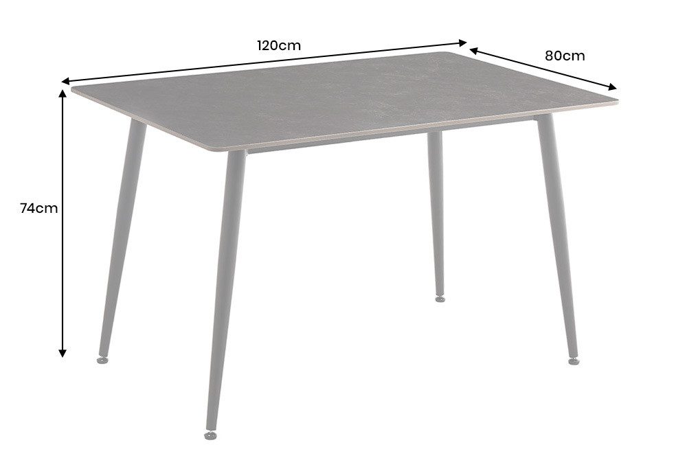 riess-ambiente Esstisch MILANO 120cm grau – Keramik, Metallgestell, Steinoptik (Einzelartikel, 1-St), moderner Küchentisch mit 4 Plätzen – ideal für Küche oder Essbereich