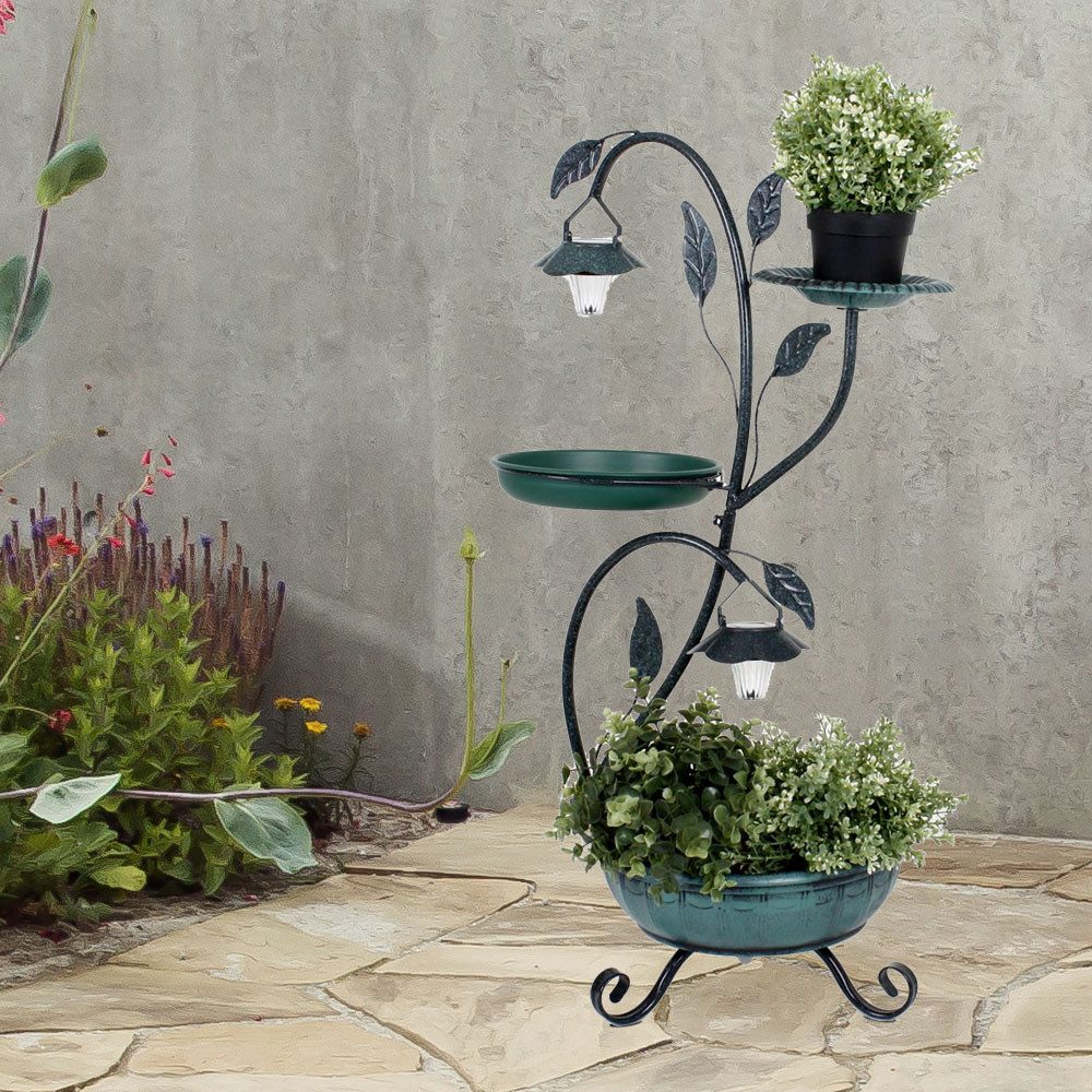 Harms Import Vogeltränke, Blumen Pflanz Ständer Untertopf Vogelbad Außen Solar Steh Lampe Garten