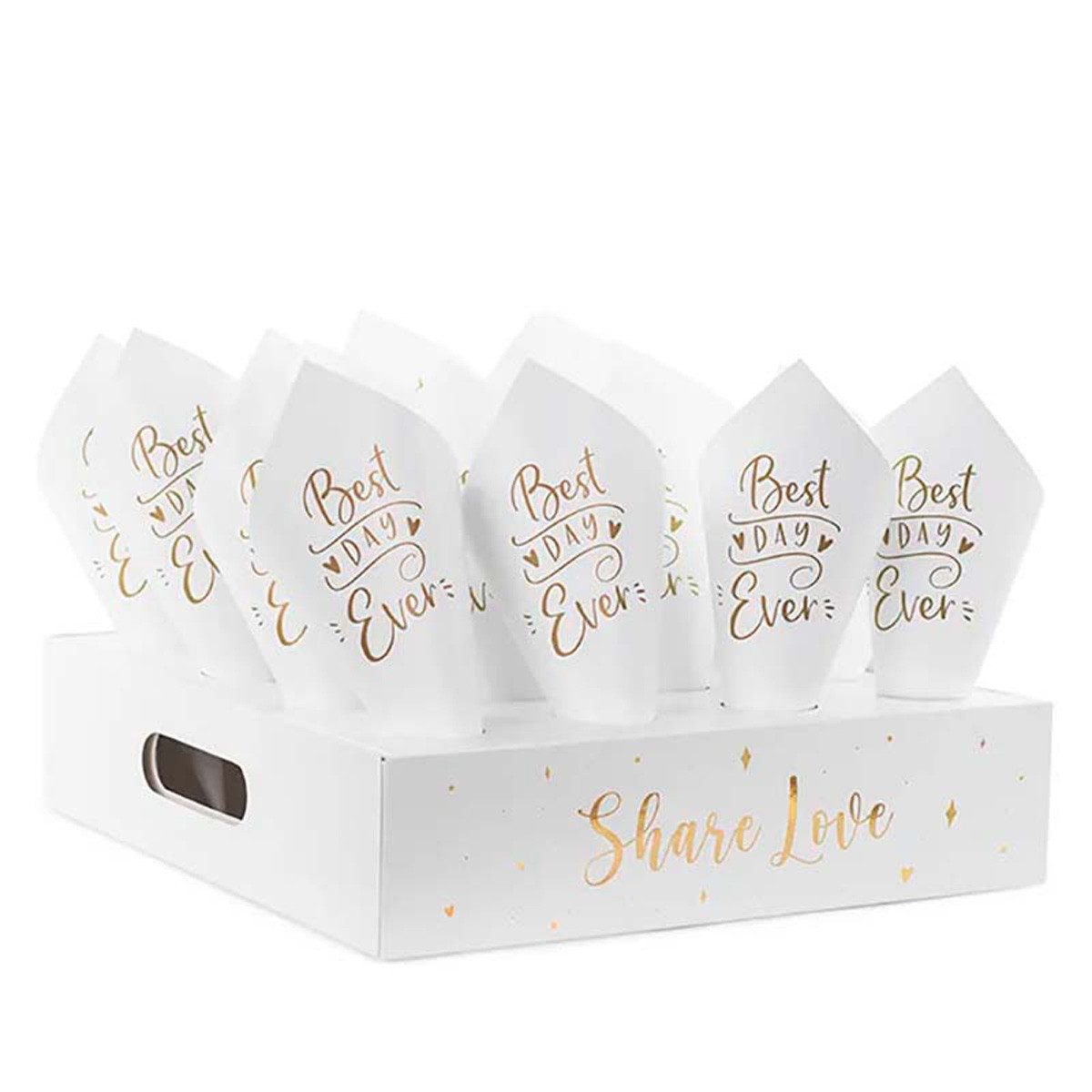 partydeco Konfetti Konfettiständer Set Best Day Ever, Box & 16 Tüten