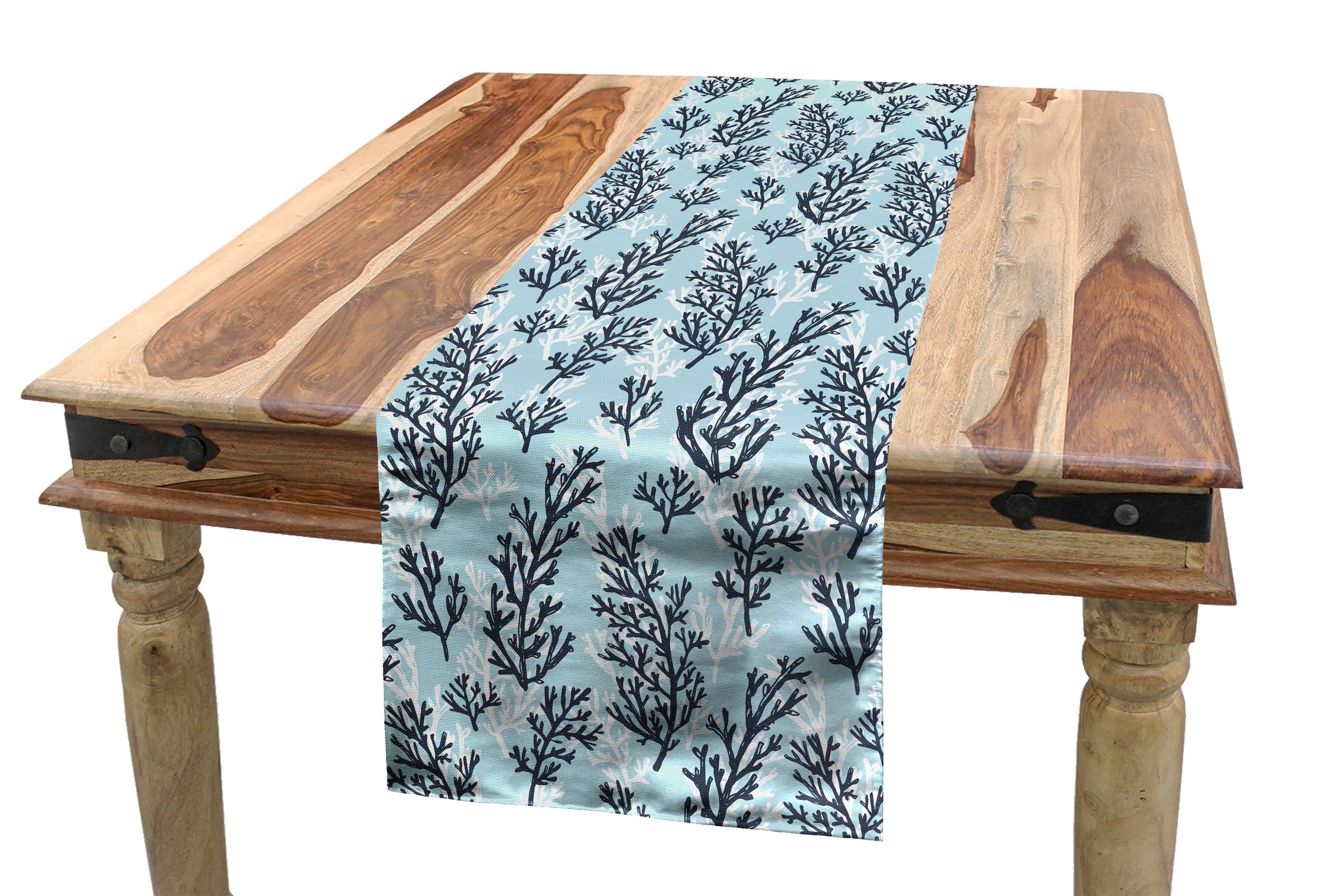 Abakuhaus Tischläufer Esszimmer Küche Rechteckiger Dekorativer Tischläufer, Blau und weiß Coral Algen