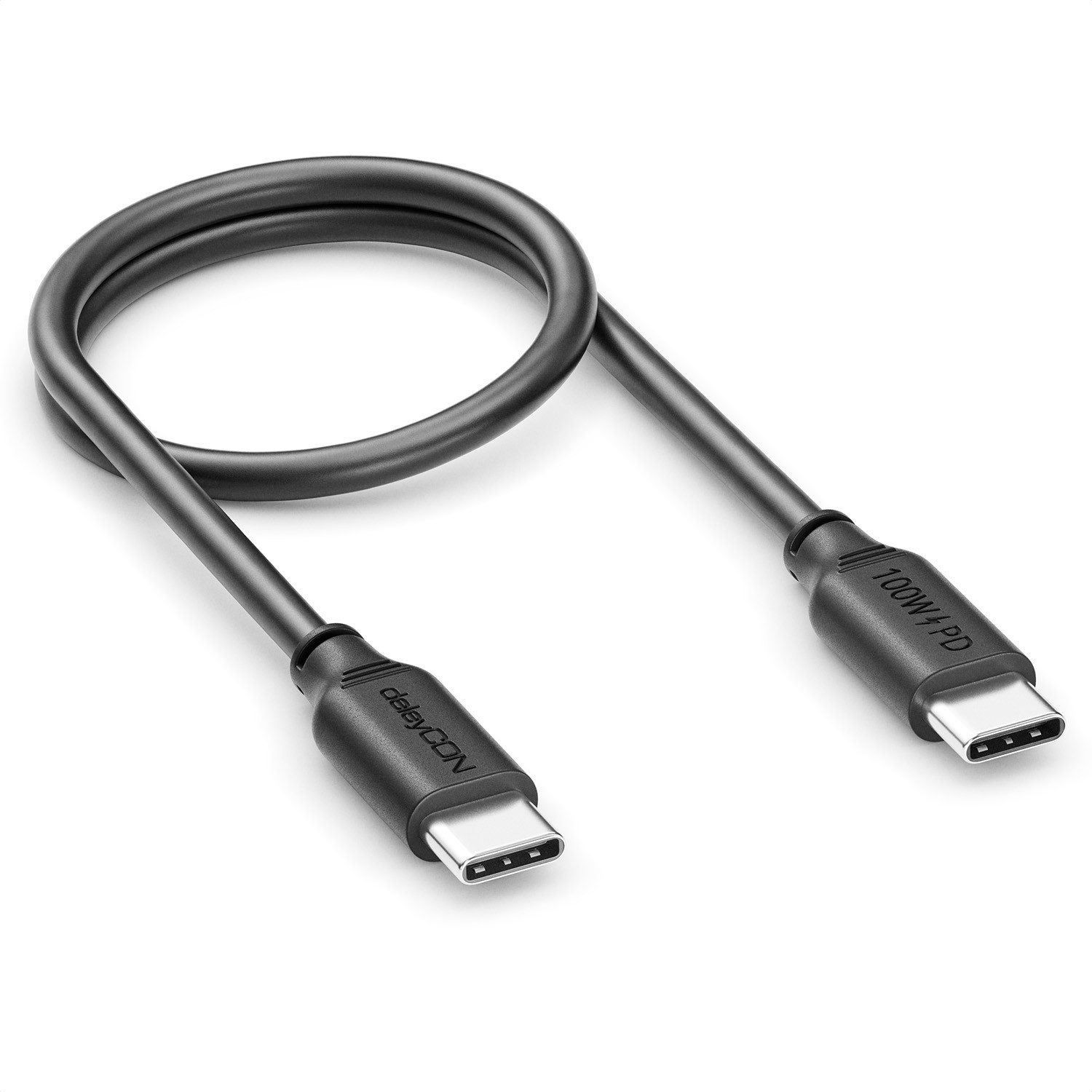 deleyCON deleyCON 0,30m USB C Kabel PD3.0 100W Schnellladekabel USB-C zu USB-C USB-Kabel