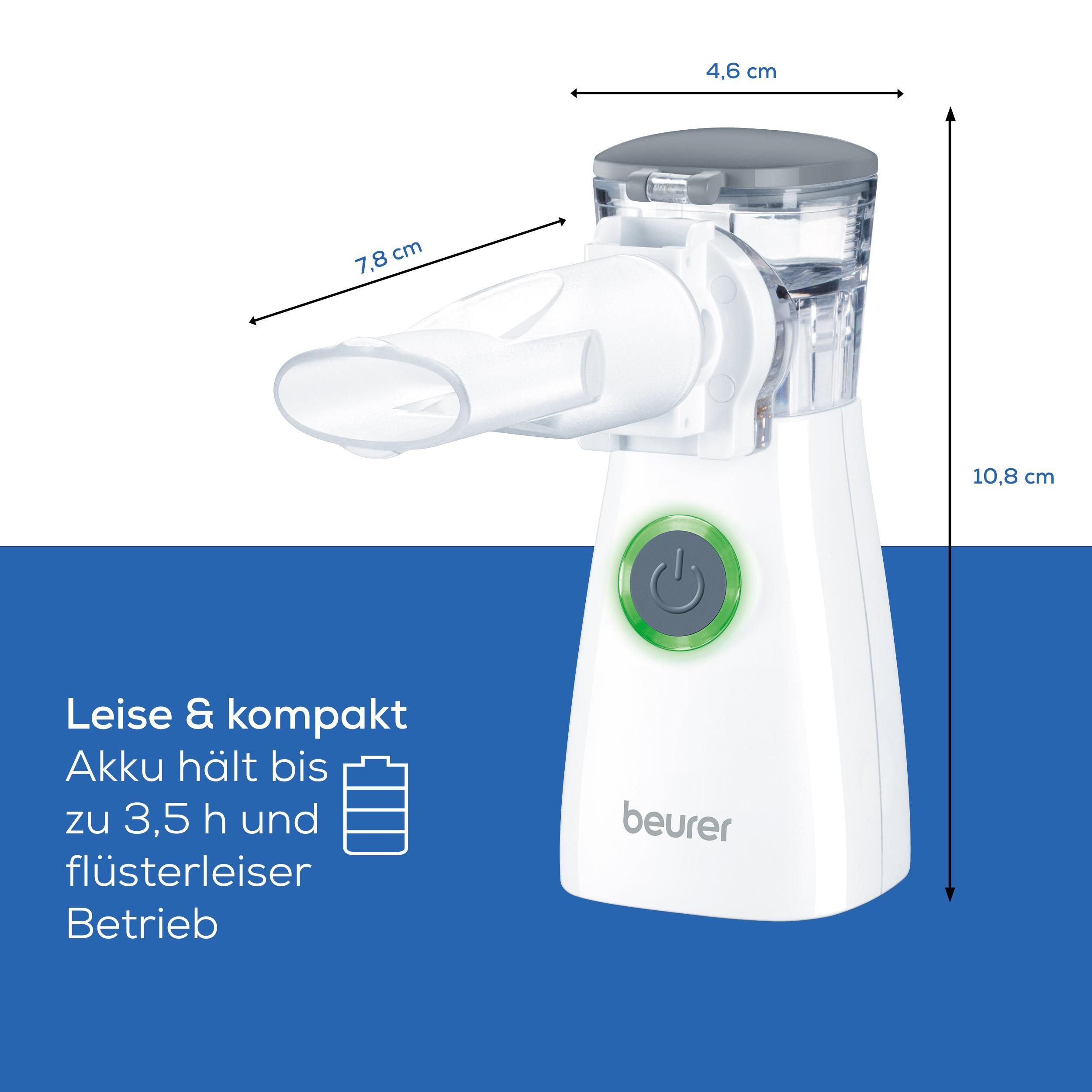 BEURER Inhalationsgerät IH 57 mit leistungsstarkem Akku für kabellose Anwendung, Zur Behandlung bei Erkältung, Asthma und anderen Atemwegserkrankungen