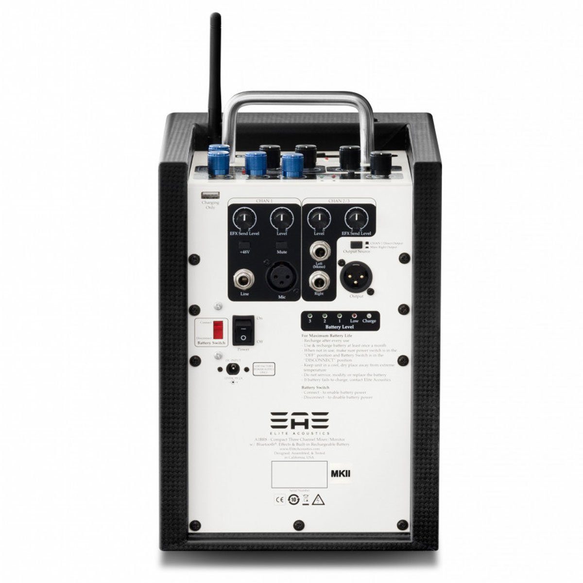 Elite Acoustics Elite Acoustics A1-4 MKII Akku-Verstärker mit XLR-Kabel 3-Kanäle Verstärker (Anzahl Kanäle: 3, 40 W, tragbar)