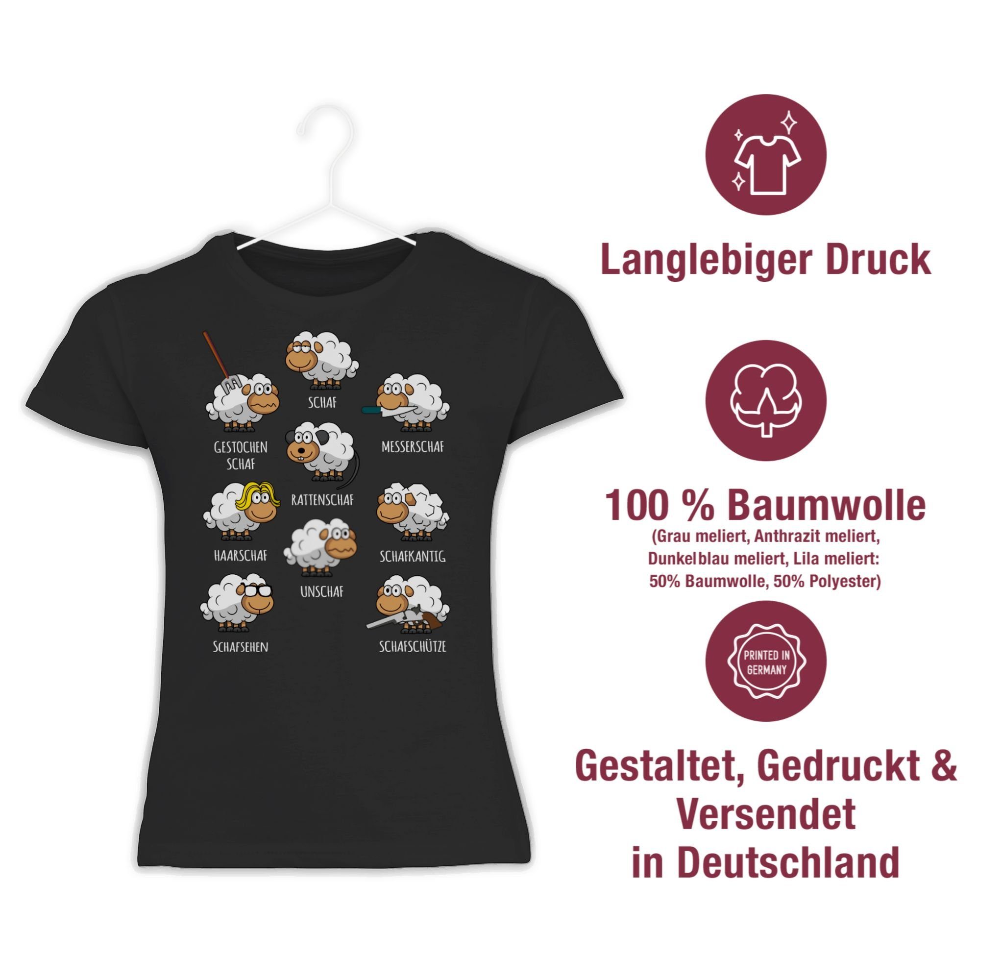 1 Schwarz Schäfchen T-Shirt Schafe Schaf Schaf Schäfer Witzig Sheep Shirtracer Lustig Schafbauer