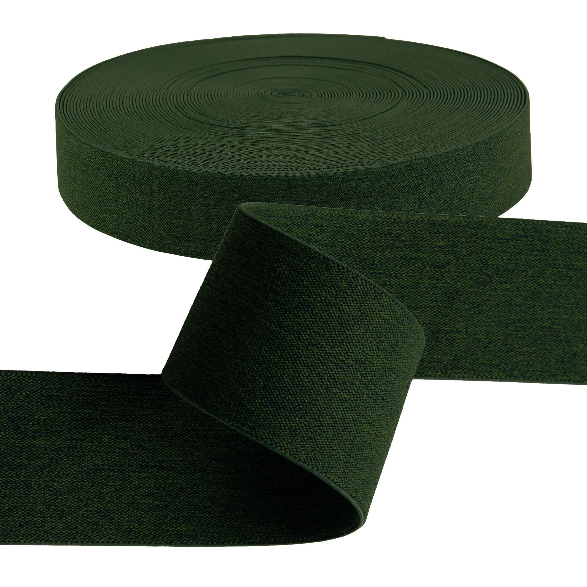 maDDma Gummiband Gummiband meliert ab 1m x 40mm beidseitig Gummilitze flach Stretch, dunkelgrün