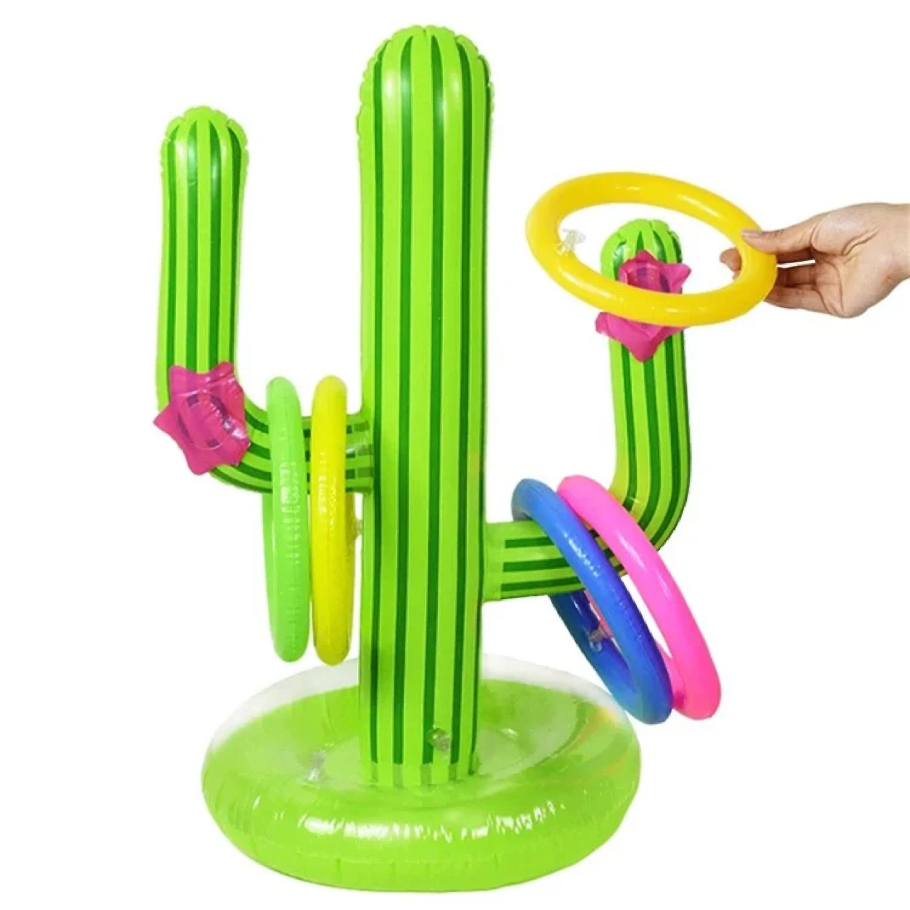 Wasserball Aufblasbarer Kaktus mit Ringen – Wurfspiel für Pool & Garten