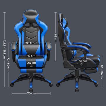 SONGMICS Gaming-Stuhl, ausziehbare Fußstütze, 90°-135° Neigungswinkel