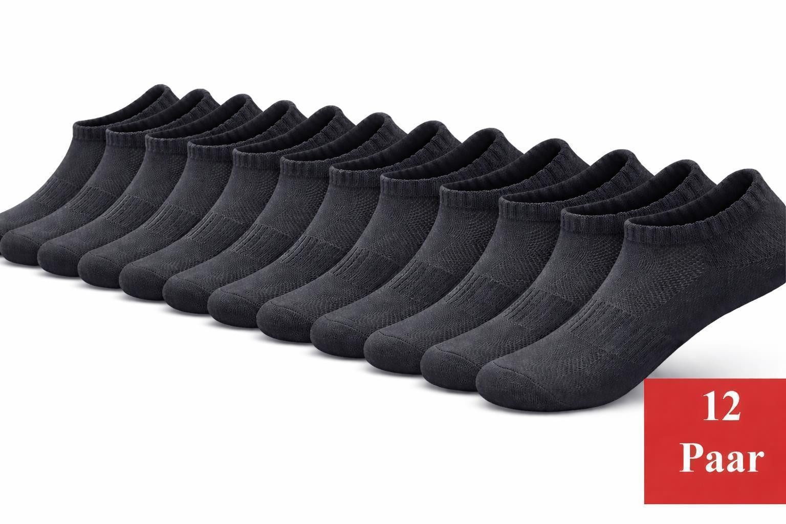 Sportsocken 12 Paar Sportsocken Damen Herren Sneaker Socken atmungsaktiv