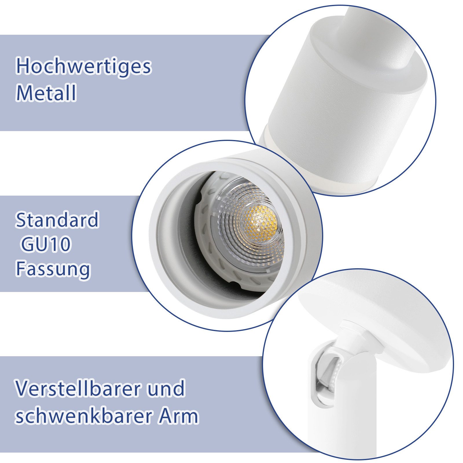 Nettlife Deckenspots Schwarz 1/2/3/4 Flammig GU10 Schwenkbar Innen Metall Deckenstrahler, Schwenkbar 355°, ohne Leuchtmittel, für Flur Wohnzimmer Küche Schlafzimmer