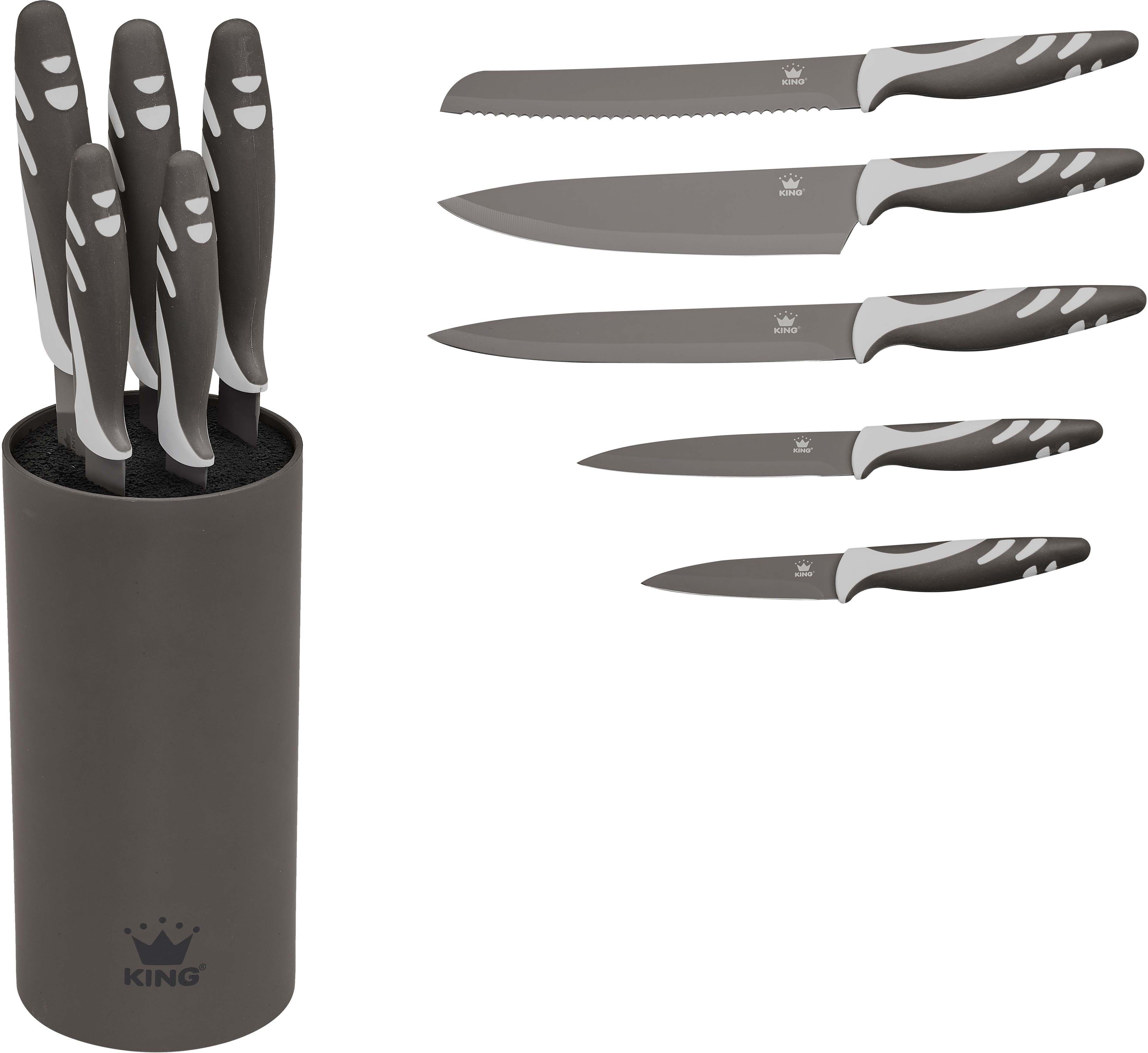 Shine KING Topf-Set grau Pfanne, Aluminiumguss Messerblock) (Set, (Schmortopf, Induktion, 8-tlg), Grey,