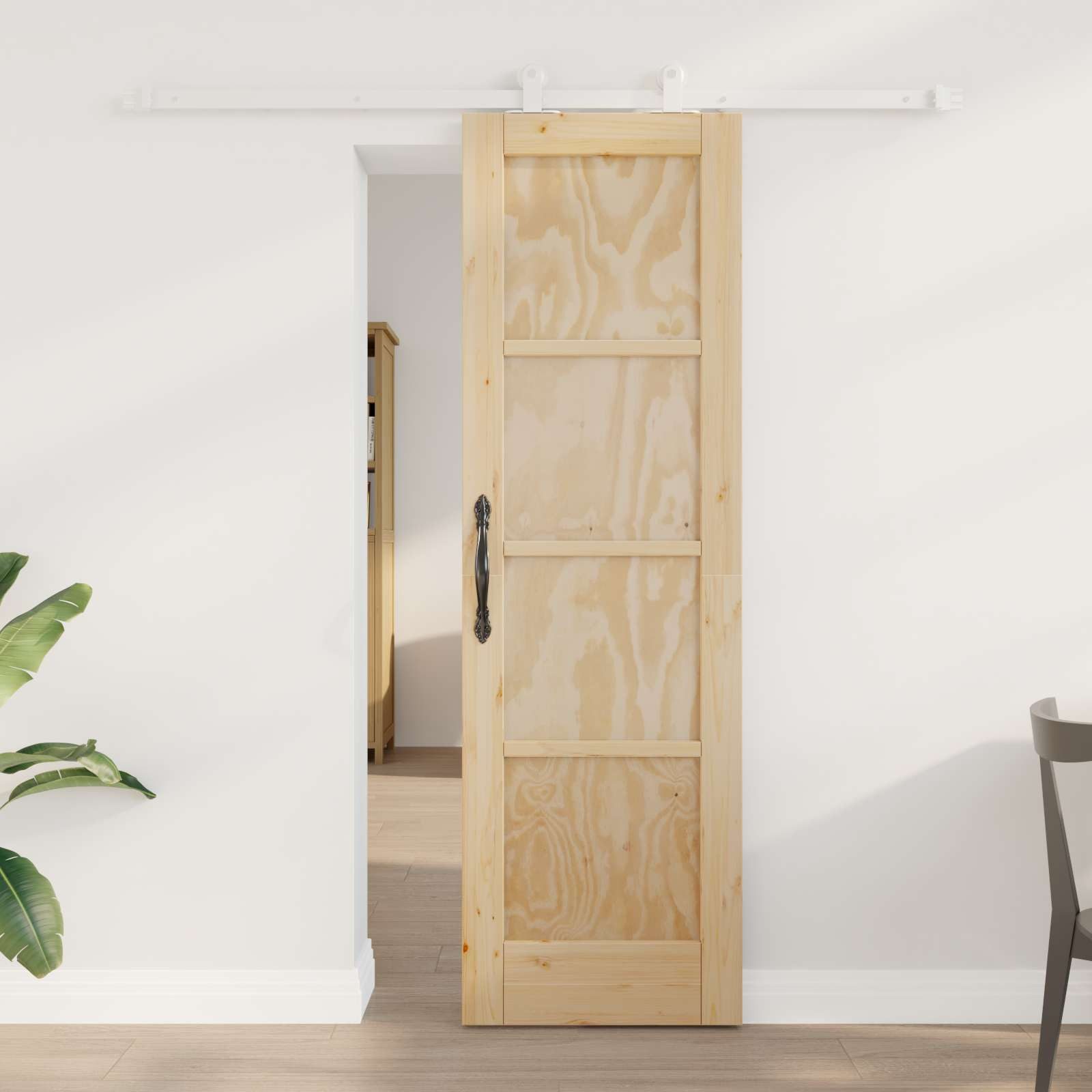 vidaXL Haustür Schiebetür Natürlich und Weiß 61 x 198,5 cm (1-St)
