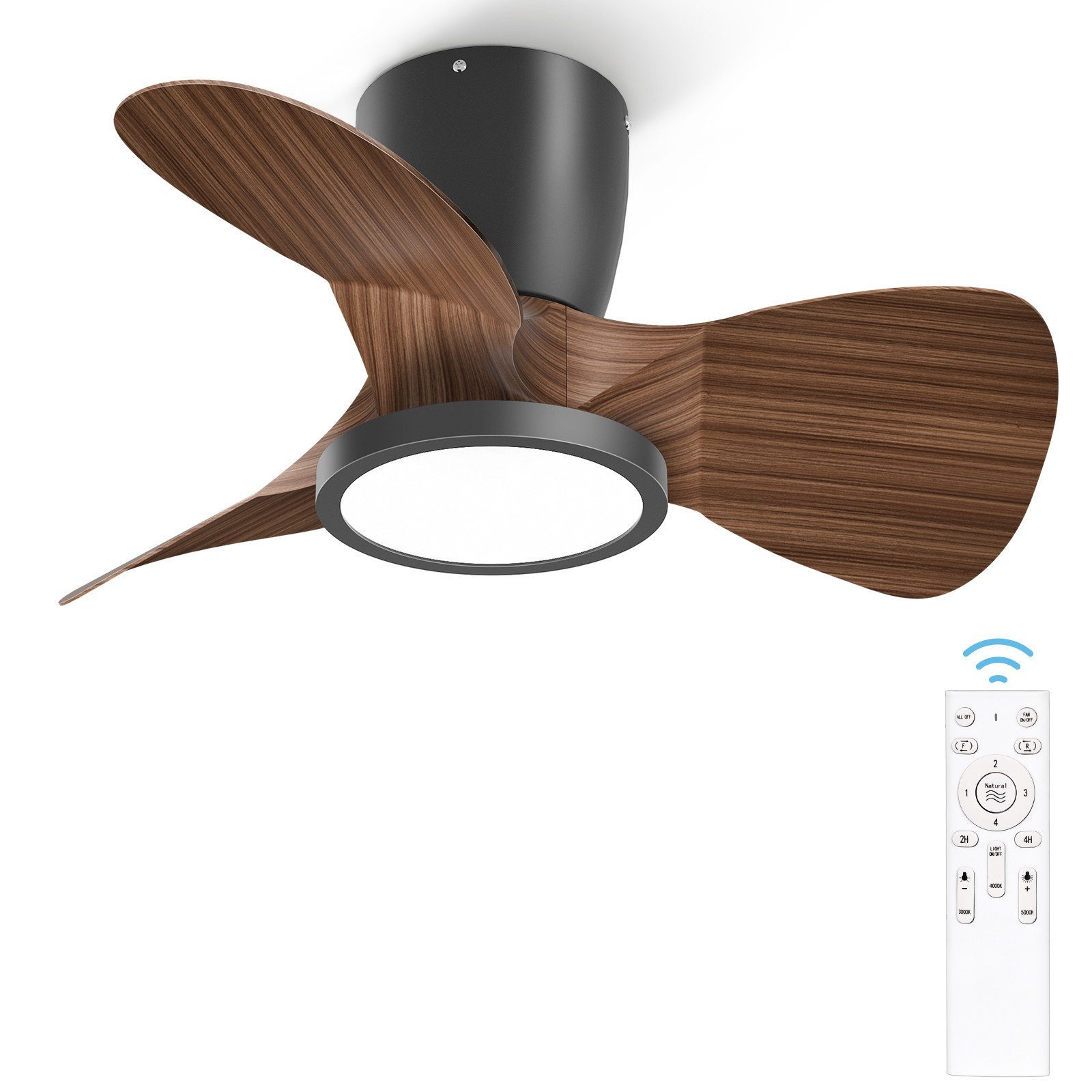 ATEROLL Deckenventilator mit Beleuchtung,LED Deckenlüfter mit Licht 3CCT,dimmbar, leiser,Sommer-Winter Modus,Fernbedienung,Timer,ideal für Schlafzimmer