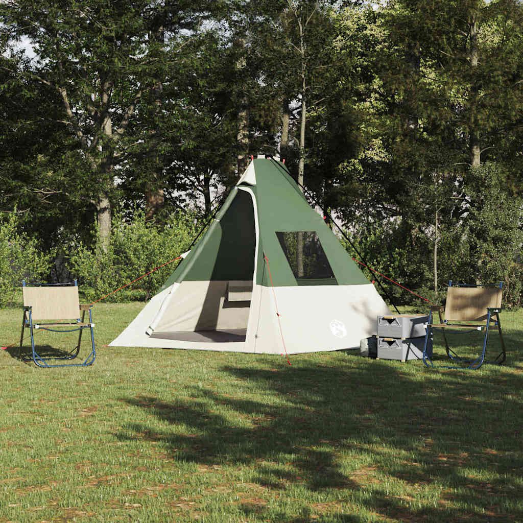 vidaXL Tipi-Zelt Tipi Zelt mit Dach mit Speicher Grün 383 x 338 x 217 cm Taft, (1 tlg)
