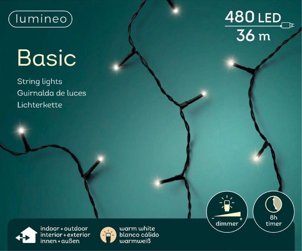 Kaemingk Lichterkette »LED Basic String Light Timer8h Dimmer5F 36m 480LED warm weiß /schwarz