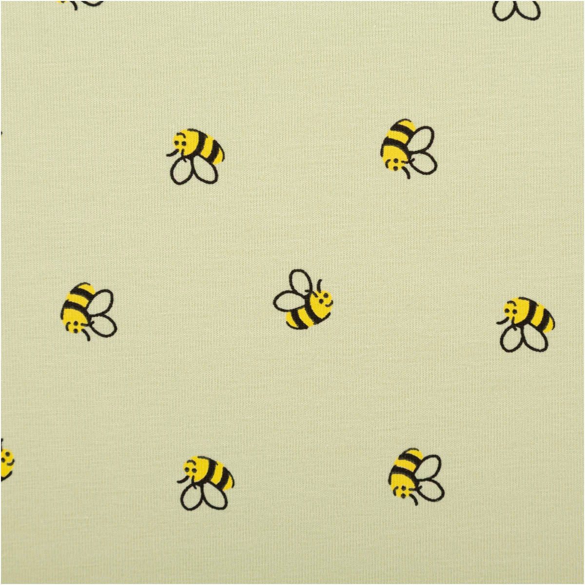 SCHÖNER LEBEN. Stoff Jersey Stoff Meterware Baumwolljersey Bienen grün gelb 145cm, allergikergeeignet