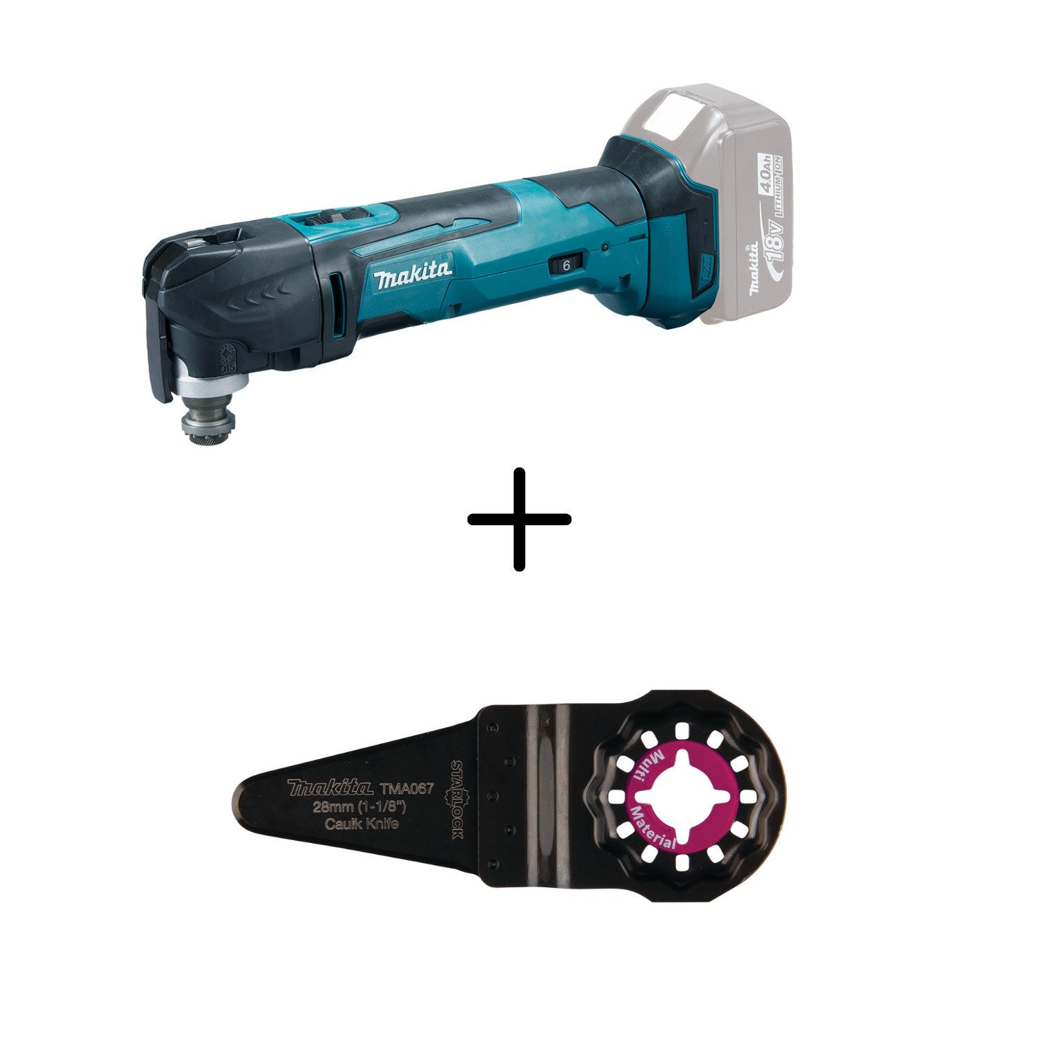 Makita Akku-Multifunktionswerkzeug Makita Akku-Multifunktionswerkzeug DTM51Z + Fugenschneider B-65006, 18 V, 18V V, 2-St.