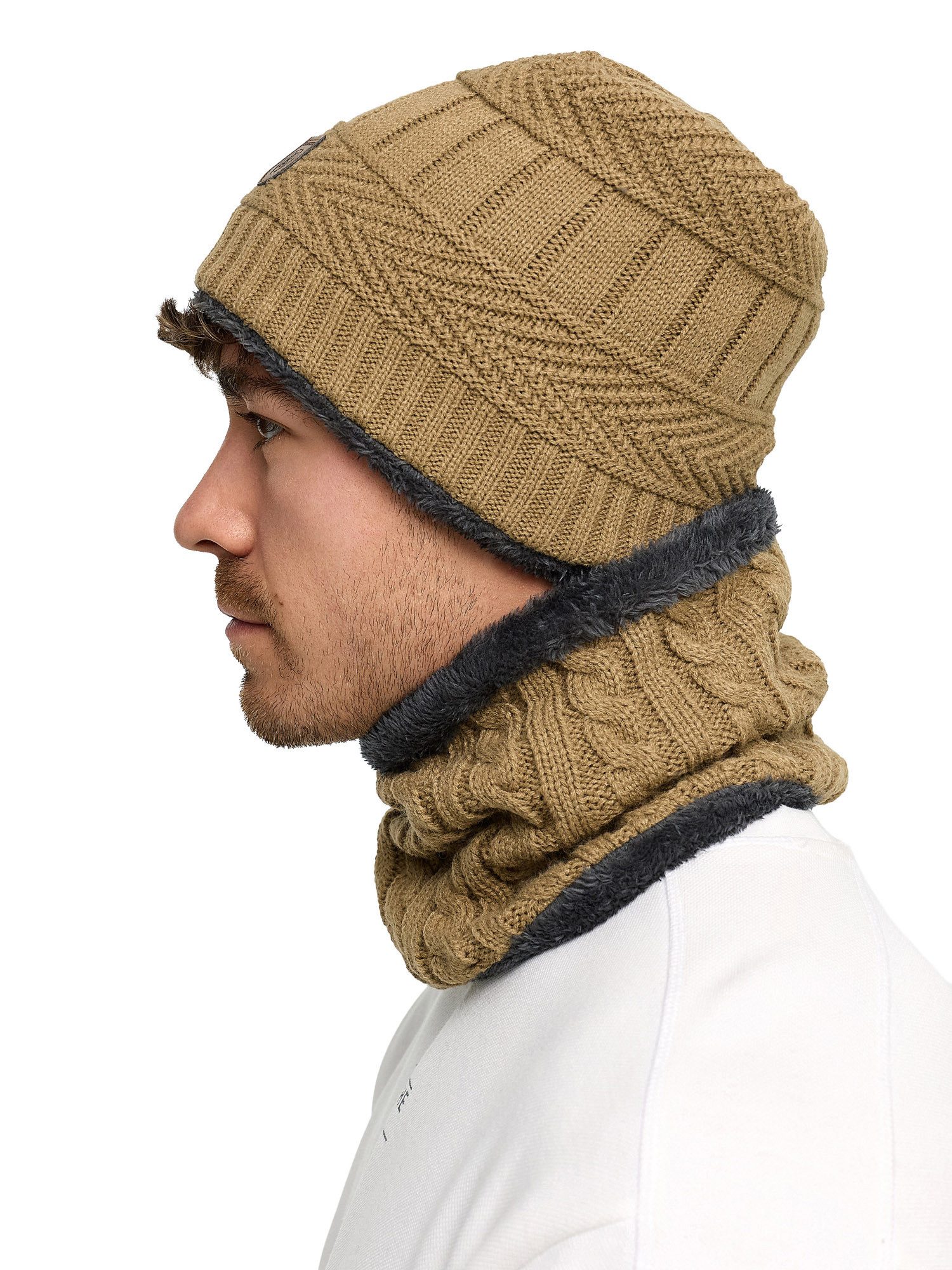 Indicode Strickmütze Herren Siracusa Strickmütze Herrenmütze Set (2-St) Set aus Mütze & Schal