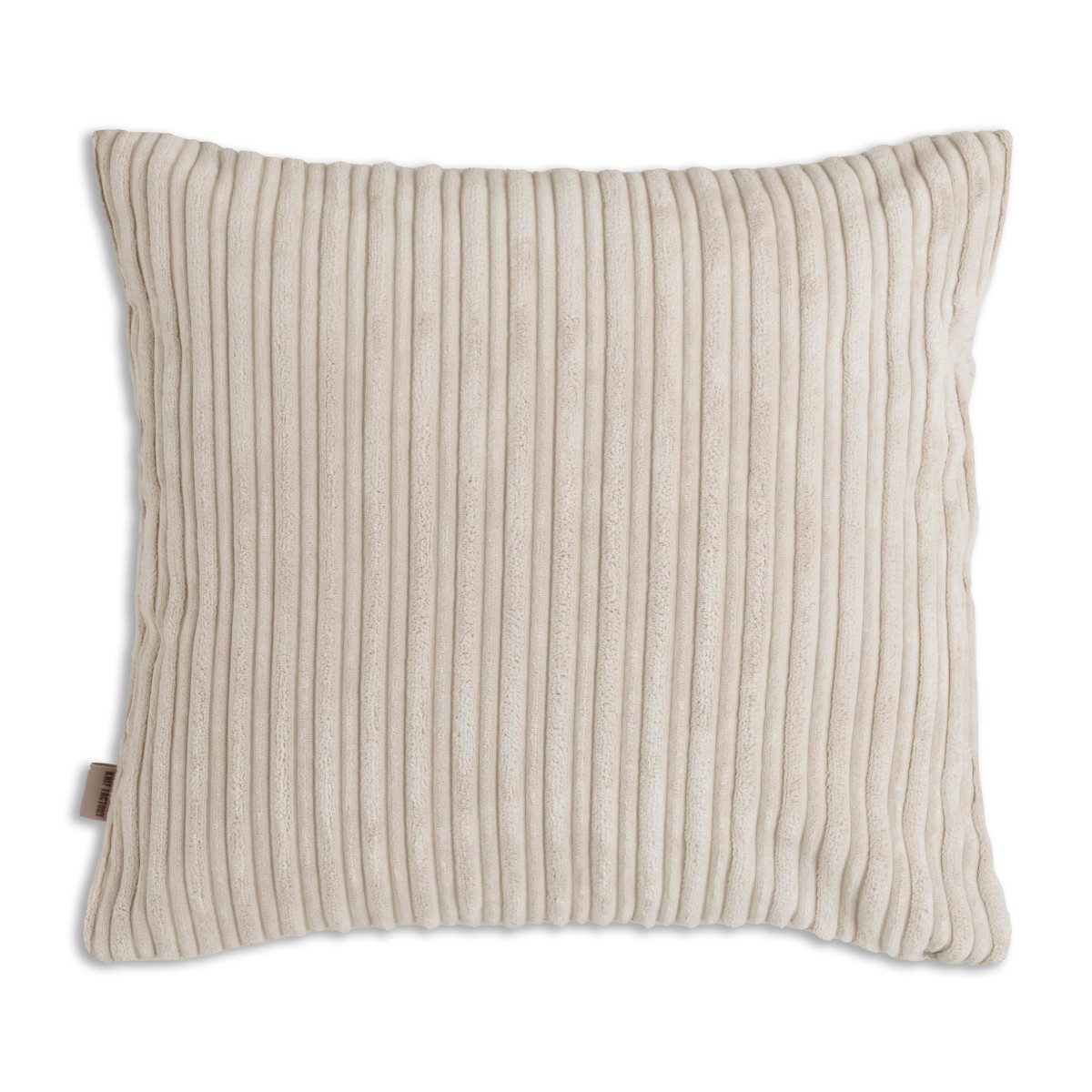 Knit Factory Dekokissen Ritz Kissen Beige 50x50 cm Gestreift, deko kissen wohnzimmer sofa wärme winter herbst Strick sale modern