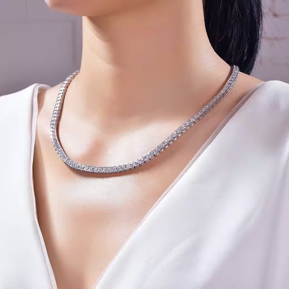 ROUGEMONT Collier Funkelnde Damen Collier Halskette Princess Cut 43cm, Hypoallergen