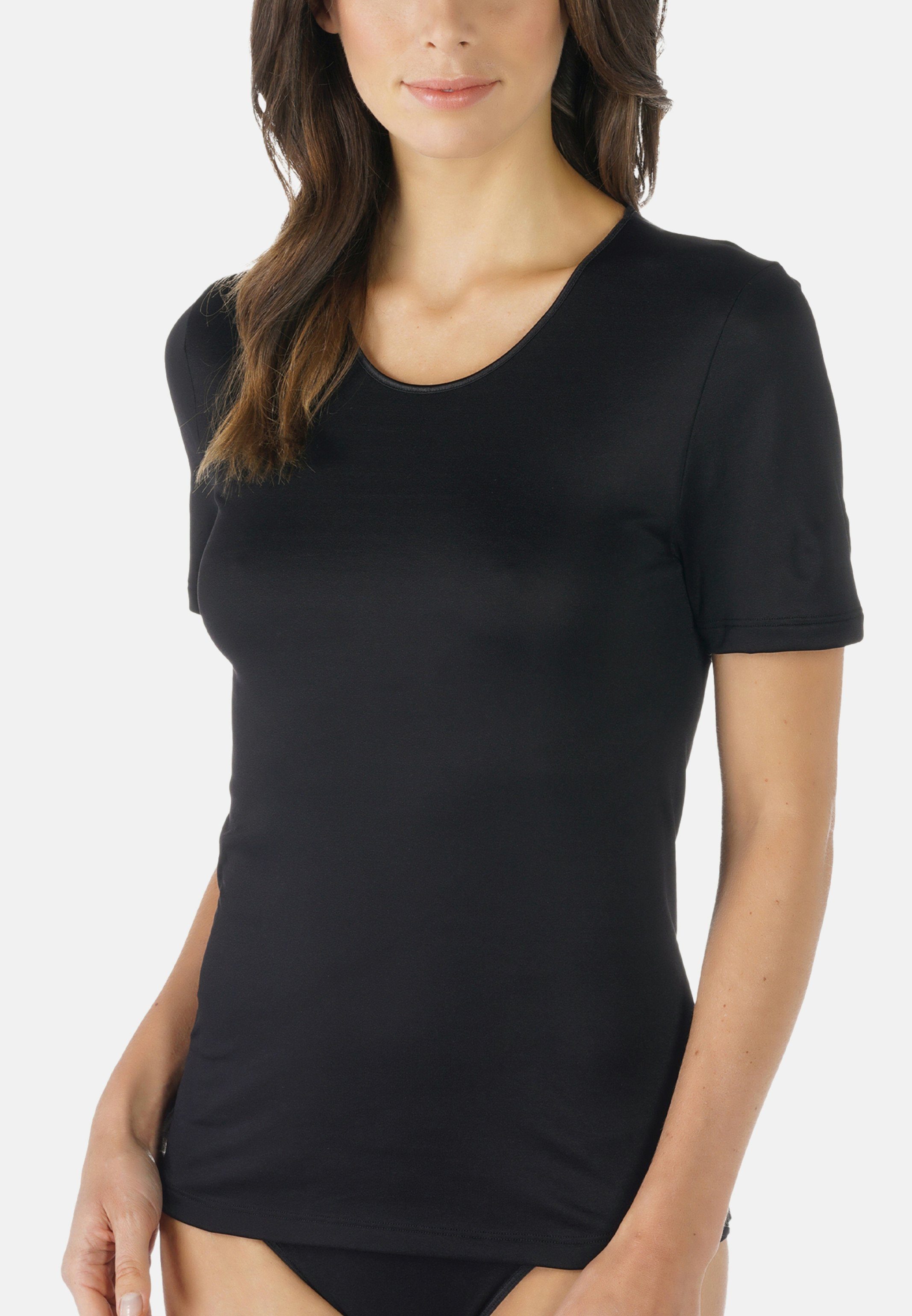 Kurzarm Seitennähte / - Unterhemd Mey Ohne Emotion Shirt (1-St) störende Schwarz Unterhemd