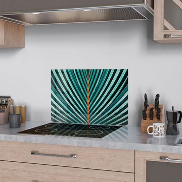 DEQORI Küchenrückwand 'Palmenblatt-Streifen', Glas Spritzschutz Badrückwand Herdblende
