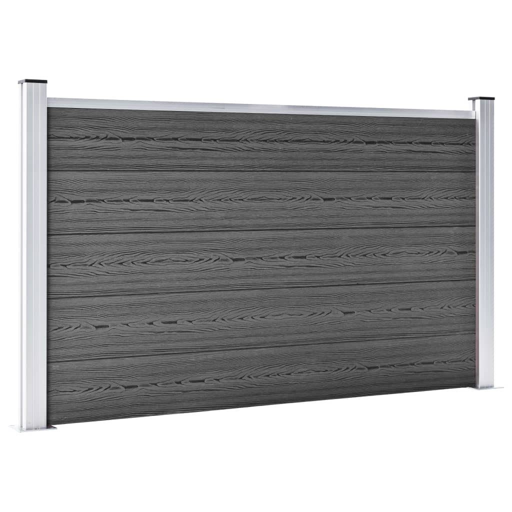 vidaXL Maschendrahtzaun Zaunelement Set WPC 353x105 cm Schwarz, (1-St)