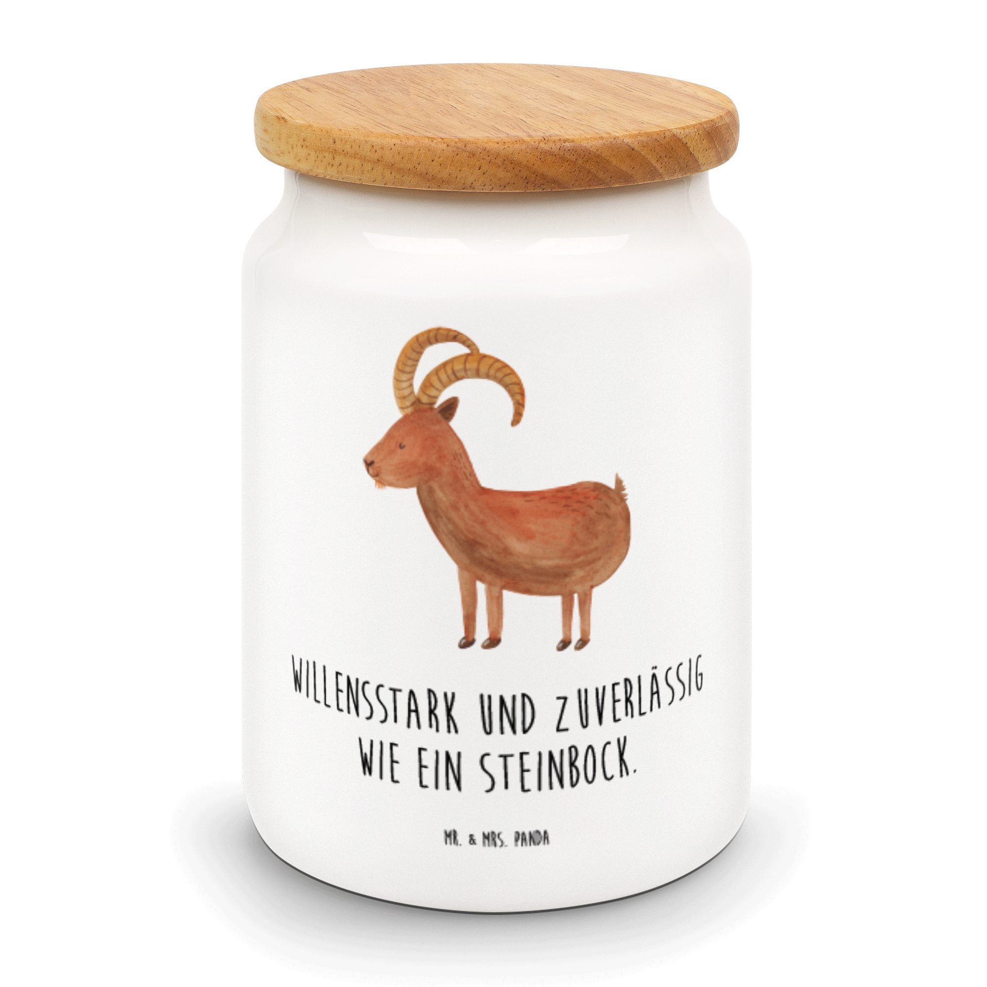 Mr. Weiß Geschenk, & Steinbock Keramik, (1-tlg) Dezember, Geschenk - Mrs. Vorratsdose Leckerli, - Sternzeichen Panda