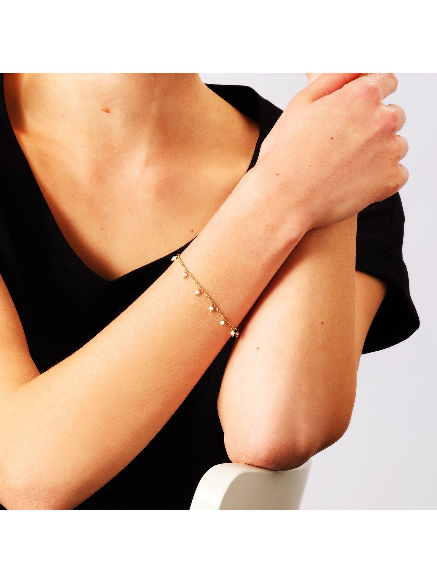 Damen-Armband ESPRIT Silber 925er Süßwasserperle, Esprit Silberarmband gelbgold Modern