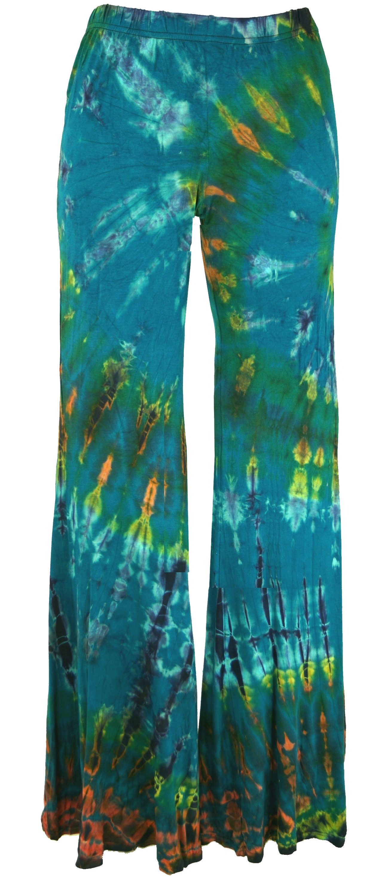 Guru-Shop Hose & Shorts Batik Leggings mit Schlag, Unikat Boho.. alternative Bekleidung