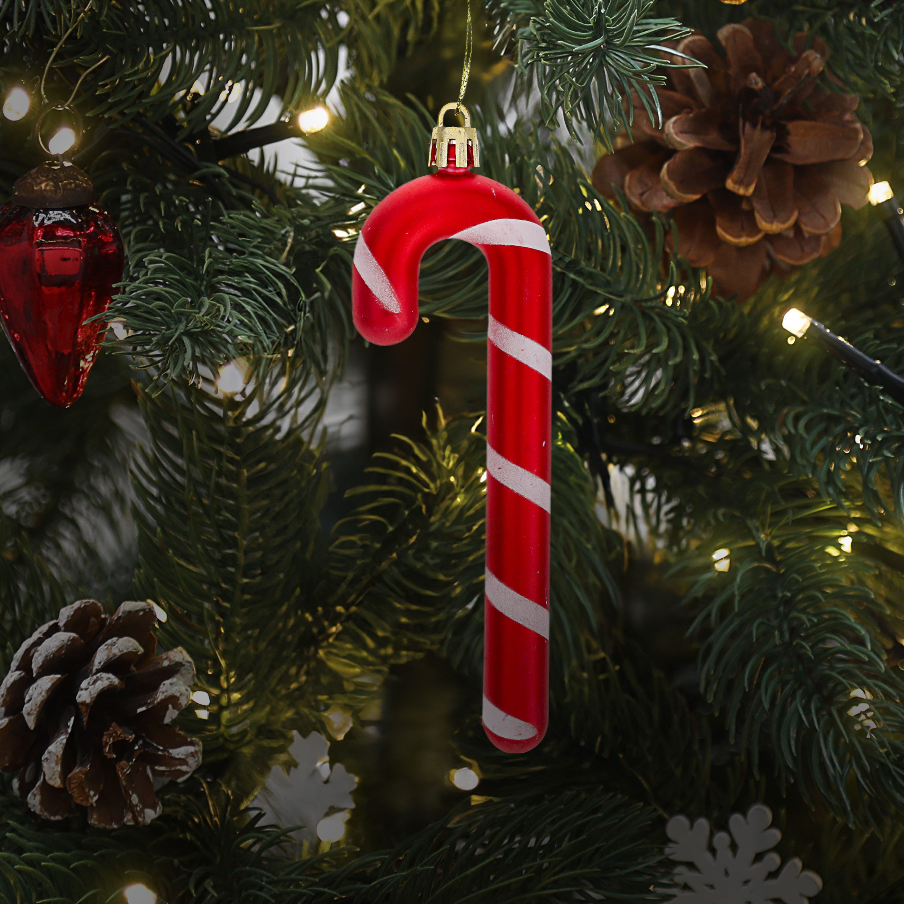CEPEWA Christbaumschmuck Christbaumschmuck Zuckerstange 12er Set handbemalt H12cm PP rot weiß
