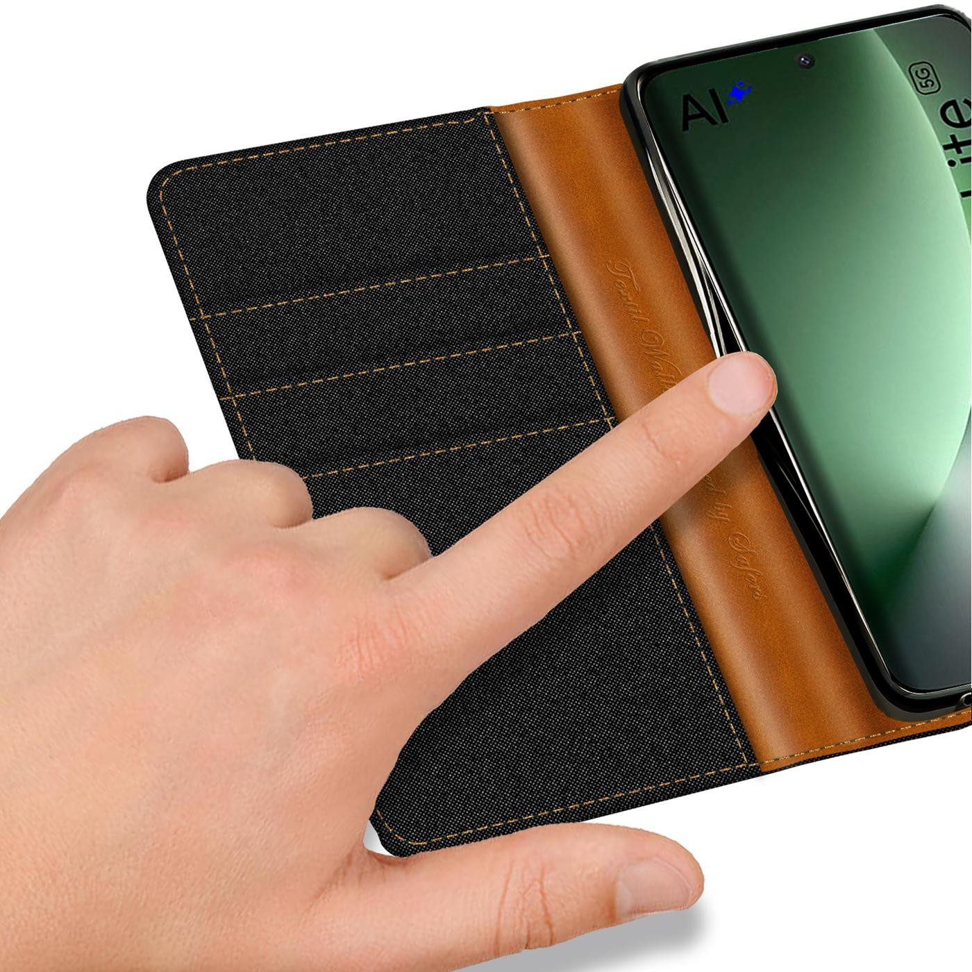 CoolGadget Handyhülle Denim Schutzhülle Flip Case für Honor Magic 8 Lite 6,79 Zoll, Book Cover Handy Tasche Hülle für Honor Magic8 Lite Klapphülle – Bild 4 von 5
