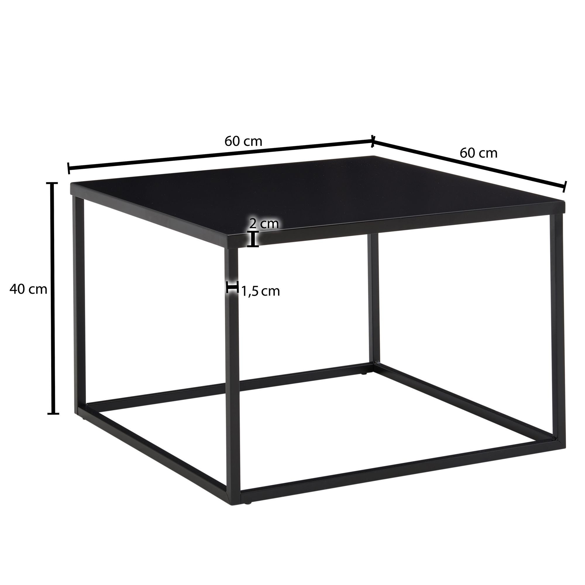 Wohnling Couchtisch WL6.603 60x60x40cm Metall Wohnzimmertisch Sofatisch Tisch Industria (60x60x40 cm, Sofatisch Industrial Design Schwarz), Wohnzimmertisch Kaff – Bild 4 von 5