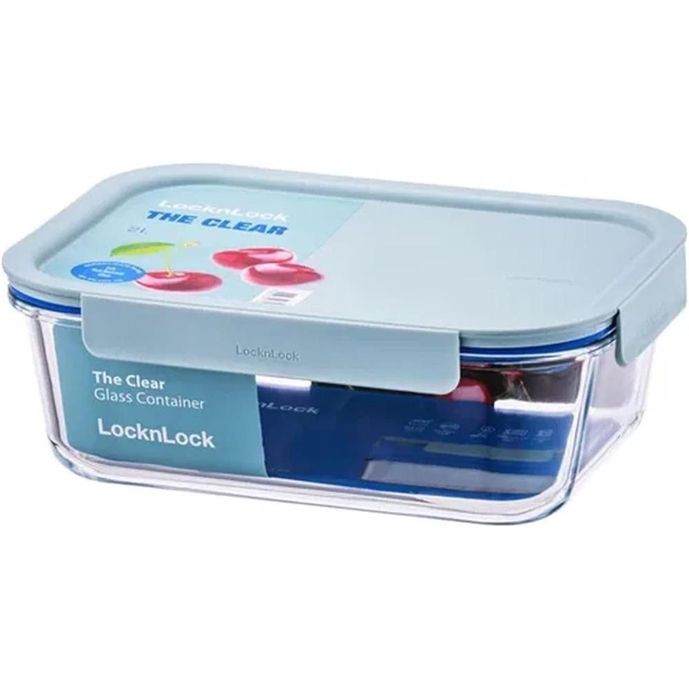 LocknLock Frischhaltedose OVEN GLASS Glasbehälter 2 L, Borosilikatglas, Ofenfest bis 400 °C, luftdicht, gefriergeeignet, BPA-frei