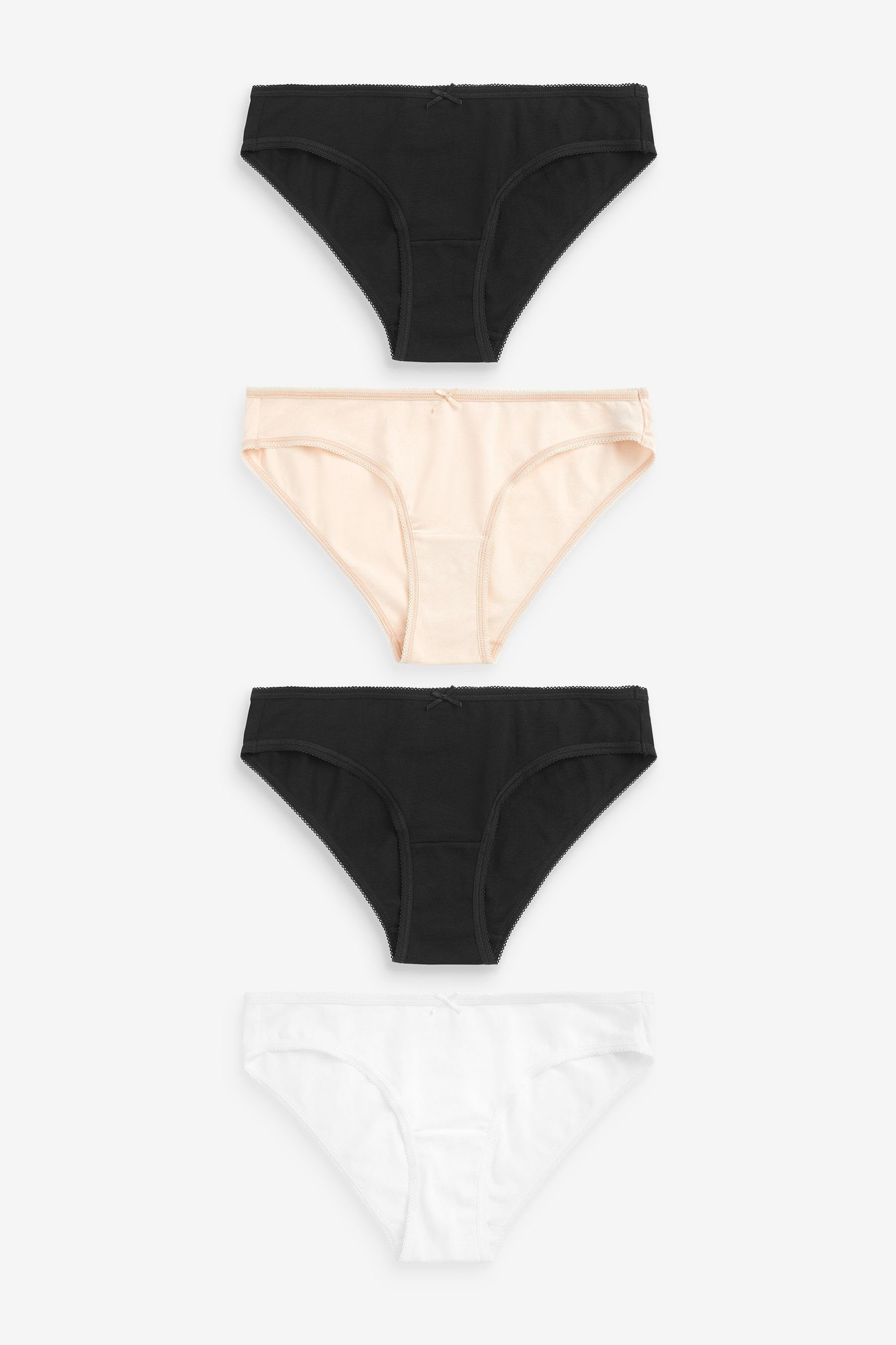 Black/White/Nougat Baumwollanteil hohem Bikini-Slips (4-St) mit Bikinislip 4er-Pack im Next