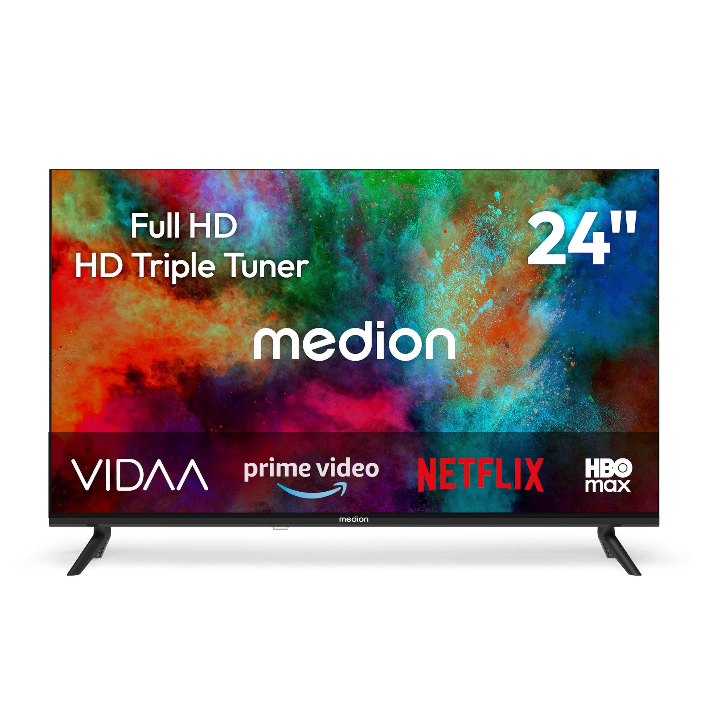 Medion® MD824102 LCD-LED Fernseher (59.8 cm/24 Zoll, 720p HD Ready, Smart-TV, Netflix, HBO Max, Prime Video, Disney+, Magenta TV, AppleTV, WOW)