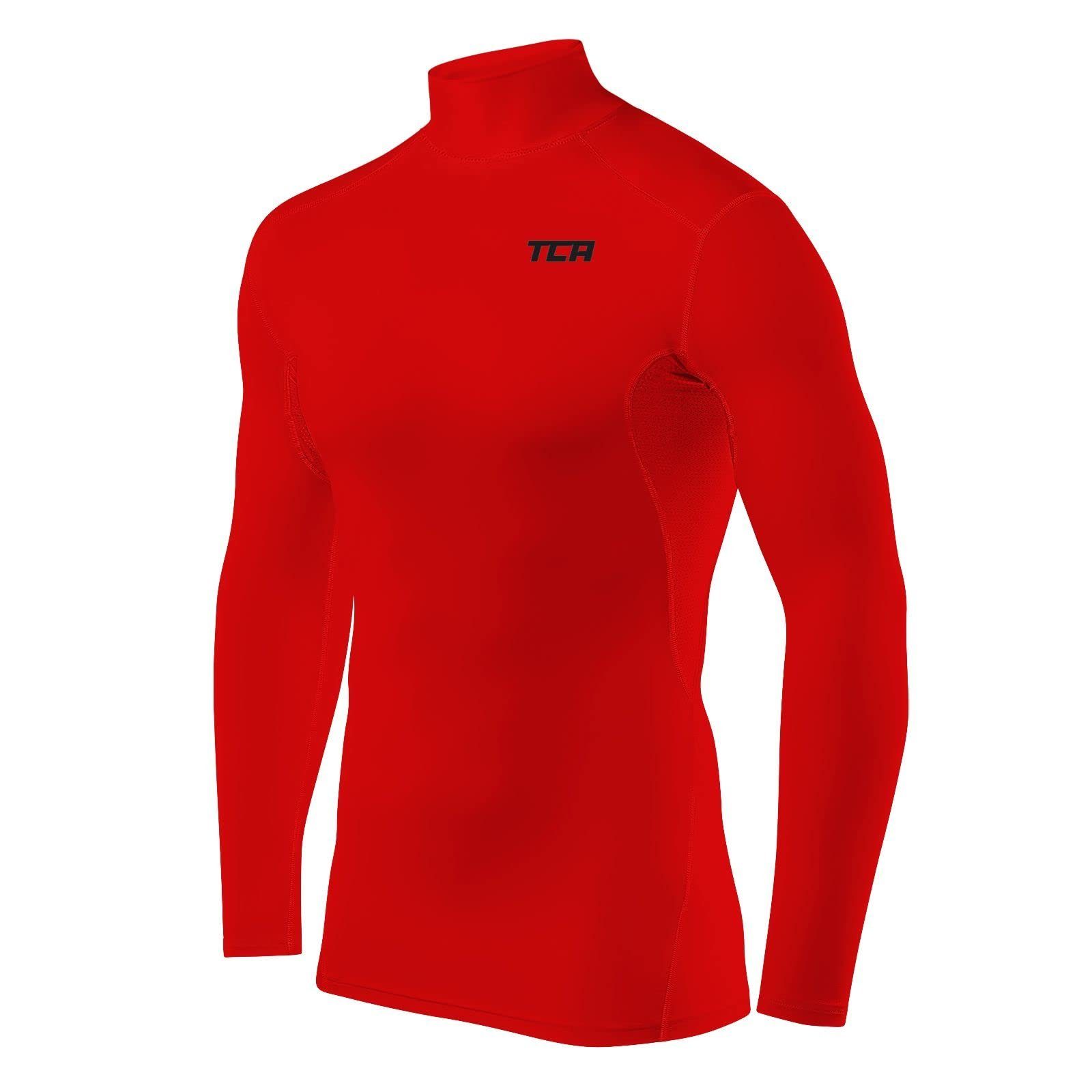TCA Langarmshirt TCA Herren Kompressionsshirt - Rot Trocknend Atmungsaktiv & Schnell 