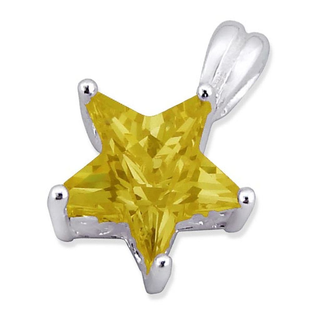 BUNGSA Anhänger Set Anhänger Stern Kristall aus 925 Silber Damen gelb (1 Armband, 1-tlg), Pendant Halsketten