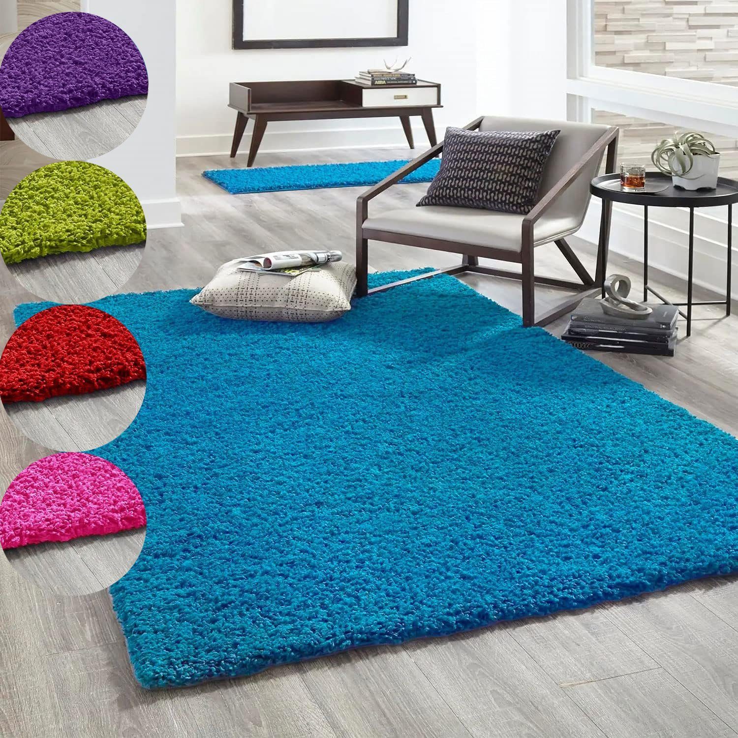 Vimoda Hochflor-Teppich Shaggy Langflor Wohnzimmer Schlafzimmer Modern, Run günstig online kaufen