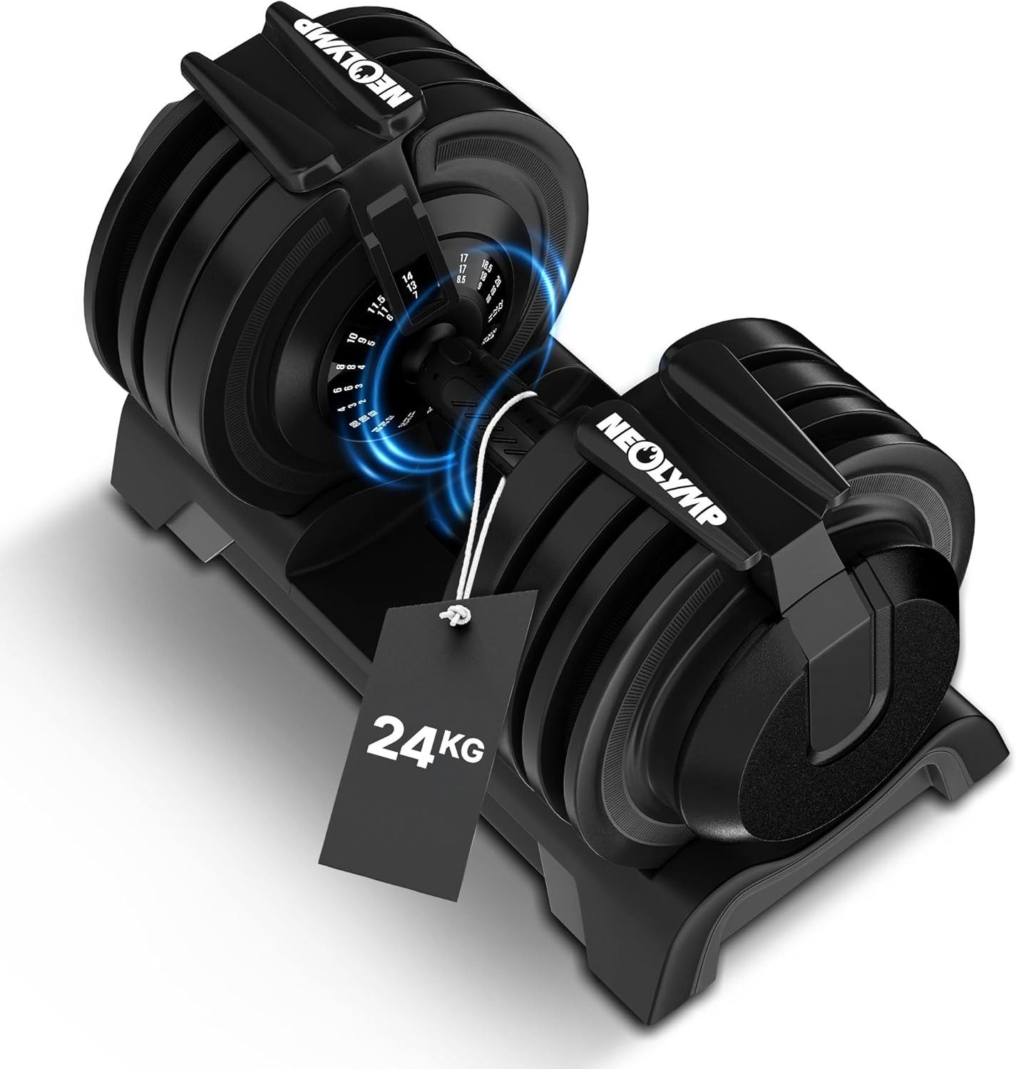 NEOLYMP Kurzhantel Hanteln verstellbar 2-40kg- 8-12 Gewichtsstufen mit Drehgriff-Dumbbell, (Ergonomisch, rutschfest und platzsparend - Hanteln verstellbar), 1 x 24kg