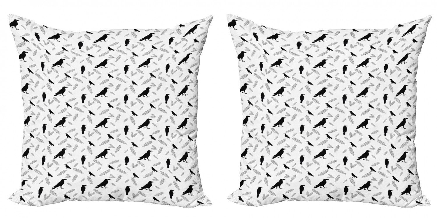 Federn und Accent Abakuhaus Goth Stück), Krähe Vögel Schwarze (2 Modern Digitaldruck, Doppelseitiger Kissenbezüge