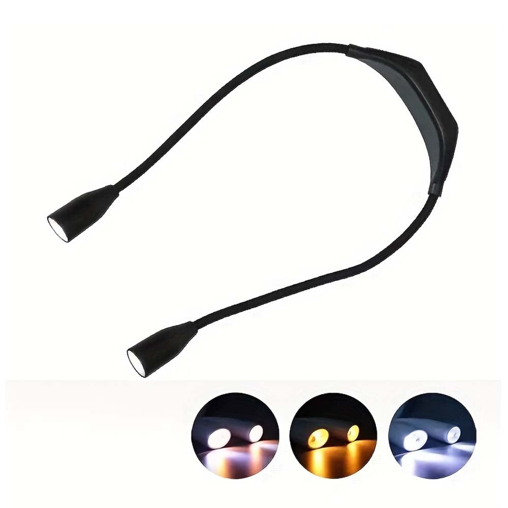 VIVIHEYDAY LED Leselampe LED Leselampe Hals, Leselampe Buch mit 3 Farben & Stufenlos Dimmen, Nackenlampe Wiederaufladbar, Biegbare Arme, Leselicht für Lesen Stricken Camping Nähen Reparieren
