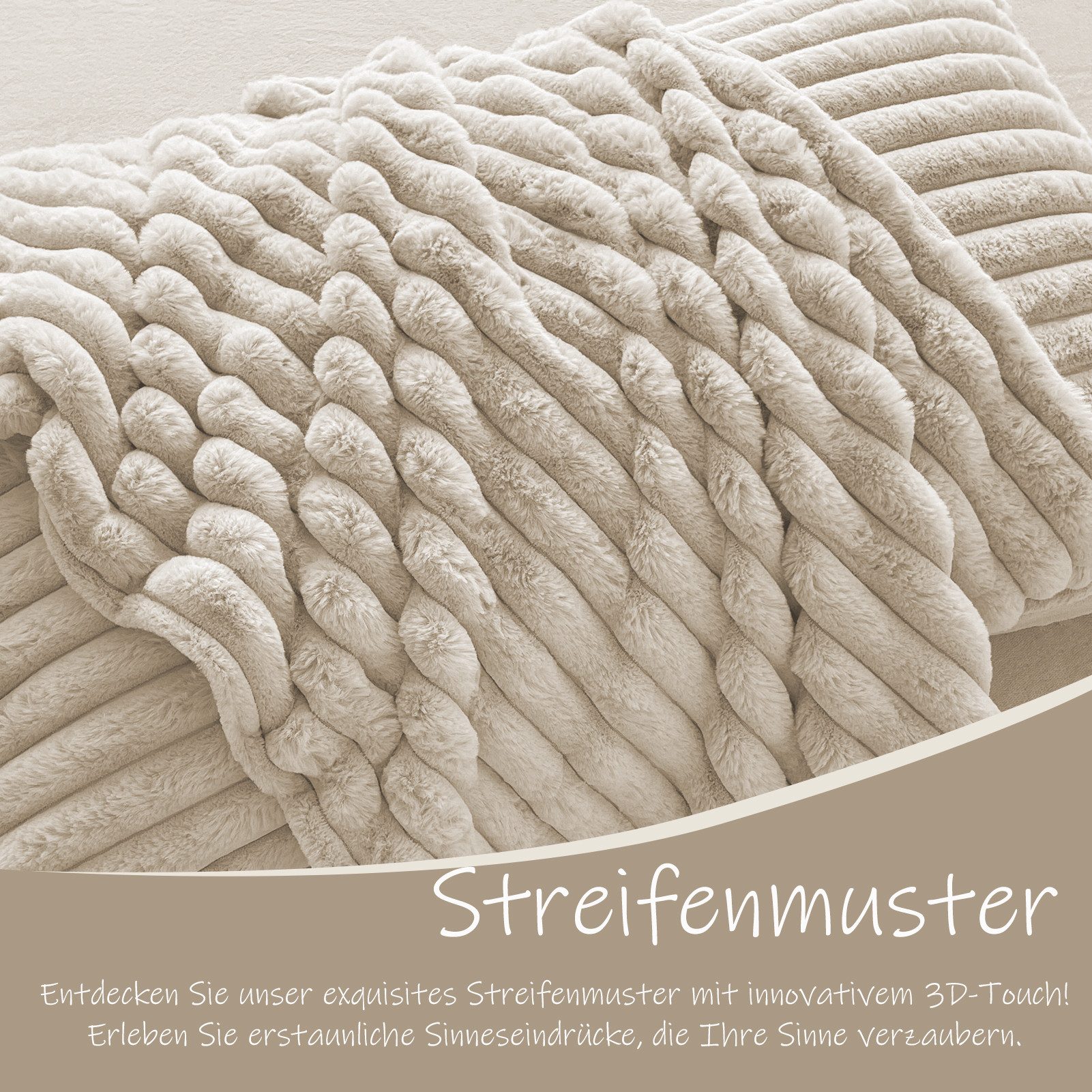 KEAYOO Bettwäsche Flauschiger Kunstfell-Streifen, 2 teilig, günstig online kaufen