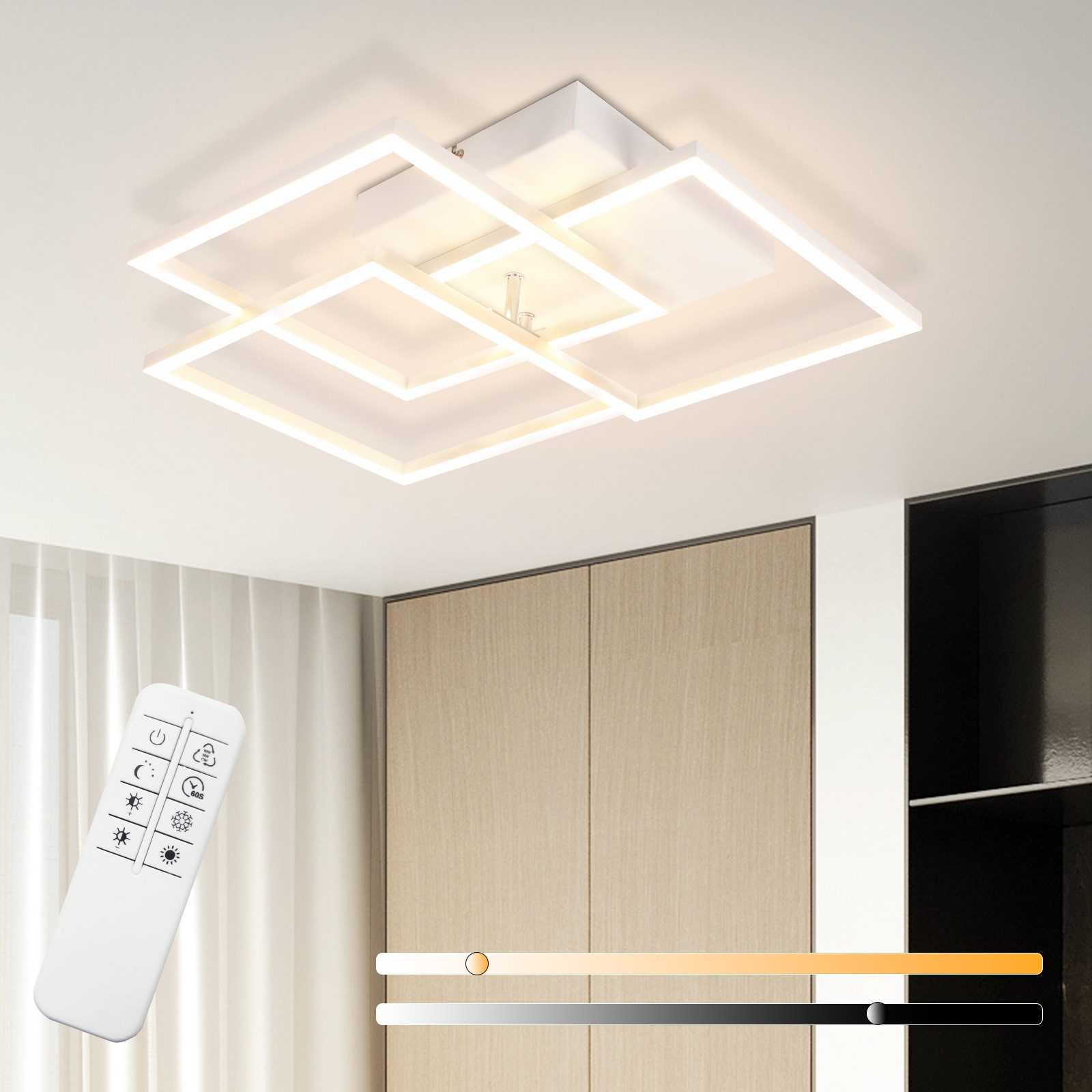 ZMH LED Deckenleuchte Wohnzimmer Schwarz/Weiß 3000-6500K günstig online kaufen