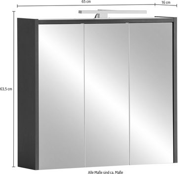 Schildmeyer Spiegelschrank Lovis, Breite 65 cm Mit LED-Leuchte und Schalter-/Steckdoseneinheit