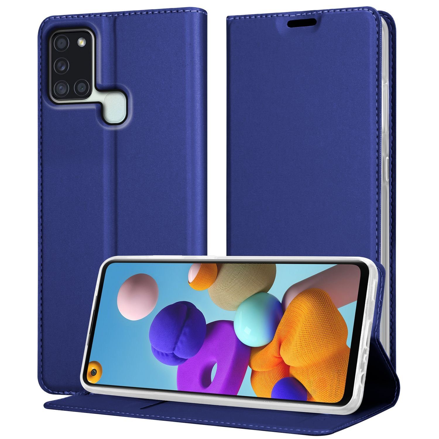 Cadorabo Handyhülle für Samsung Galaxy A21s Hülle Samsung Galaxy A21s, Schutzhülle Hülle mit Standfunktion, Magnetverschluss und Kartenfach